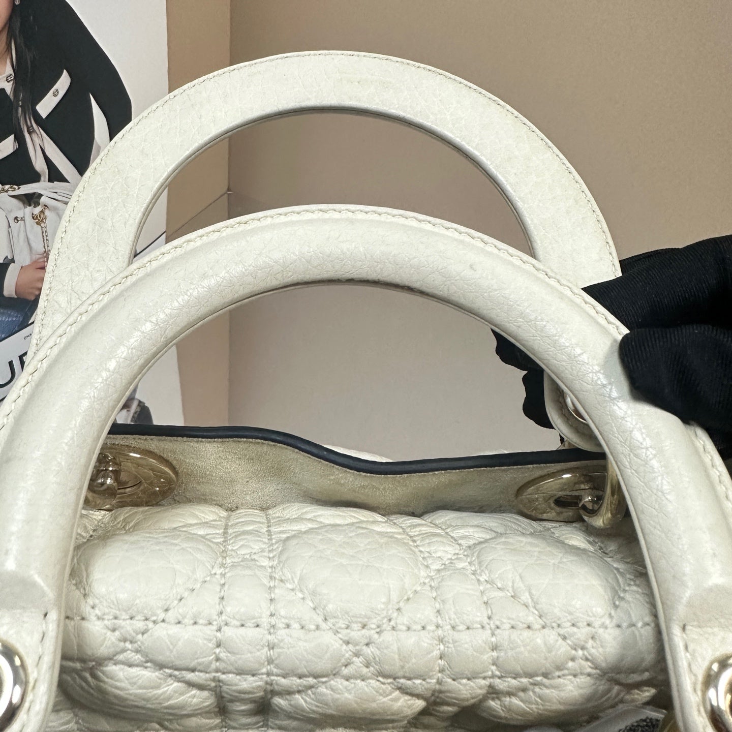 Dior - Lady Dior 5-Grid Medium - Grained calfskin leather - White - (medium)