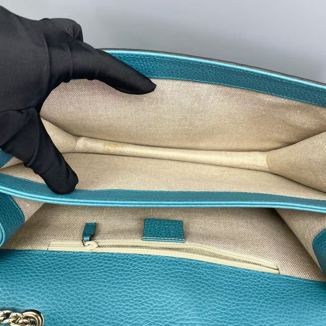 Gucci - Interlocking G Flap Shoulder Bag (Outlet Edition) - Grained leather - Blue - (large)