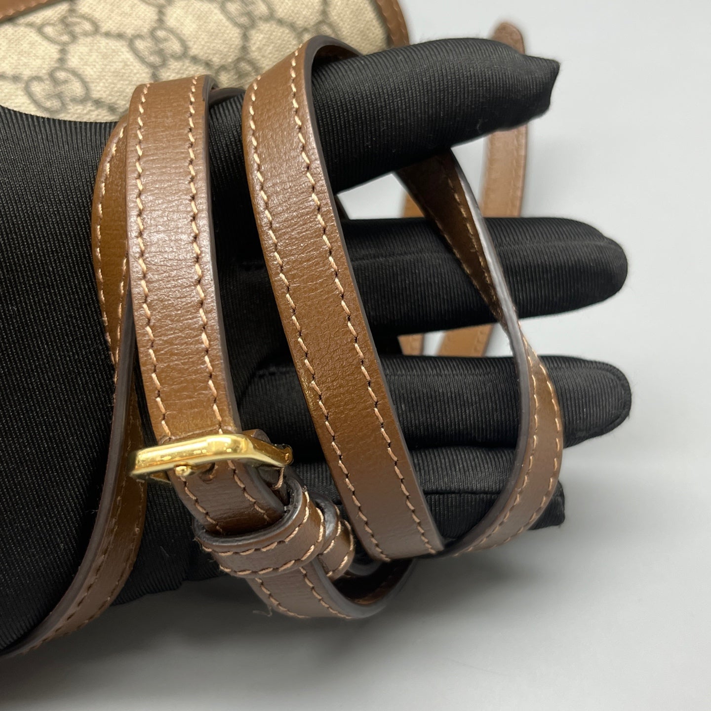 Gucci - Horsebit 1955 Horizontal Phone Bag - GG Supreme canvas with leather trim - Beige and Brown - (mini)
