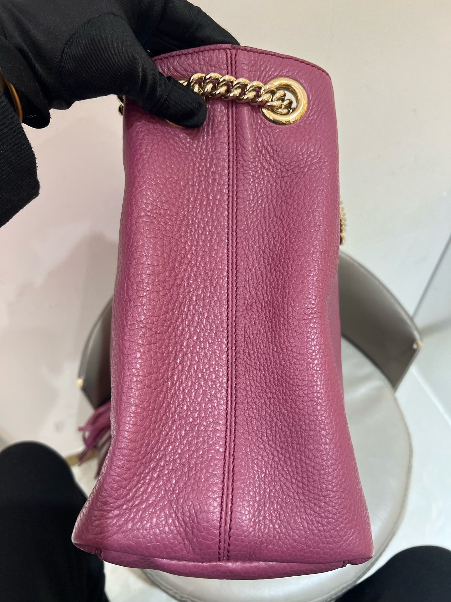 Gucci - Soho Tassel Tote - Grained leather - Burgundy - (Medium)