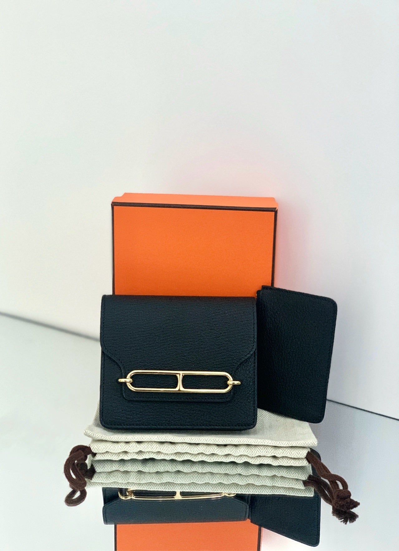 Hermès - Roulis Slim Compact - Goatskin leather - Black - (small)