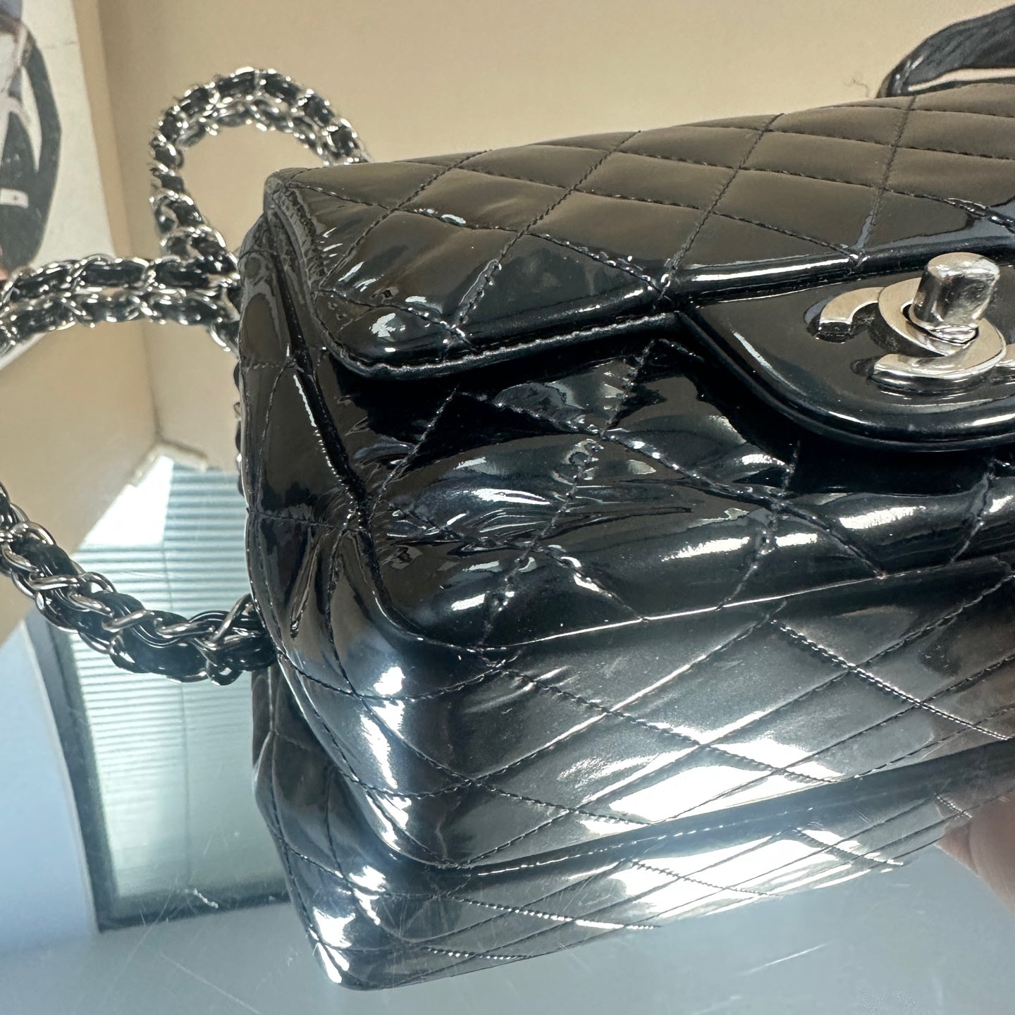 Chanel - Rectangular Mini Flap Bag - Patent leather - Black - (mini)