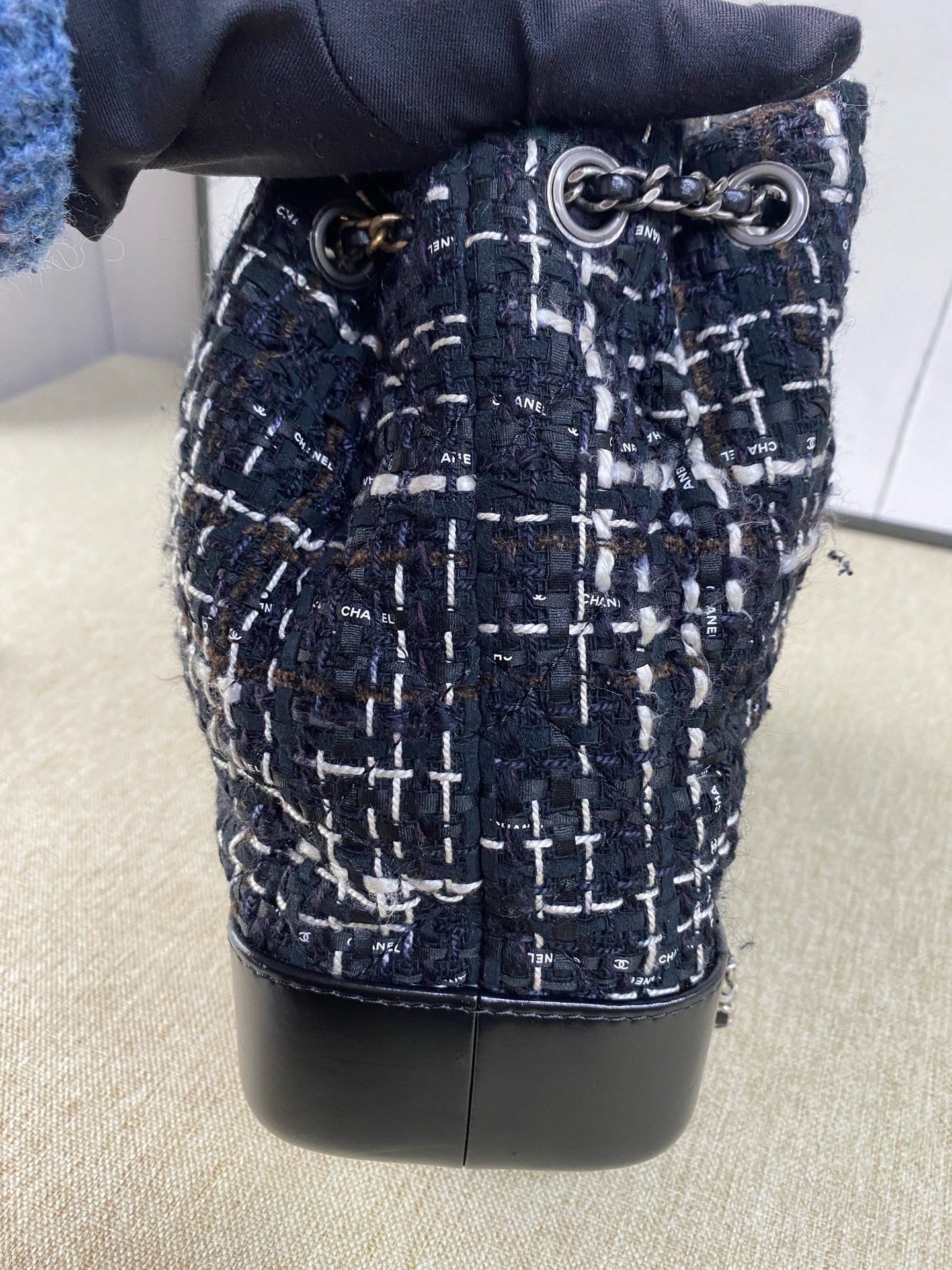 Chanel - Gabrielle Backpack Small - Tweed and Leather - Black, White - (Small)