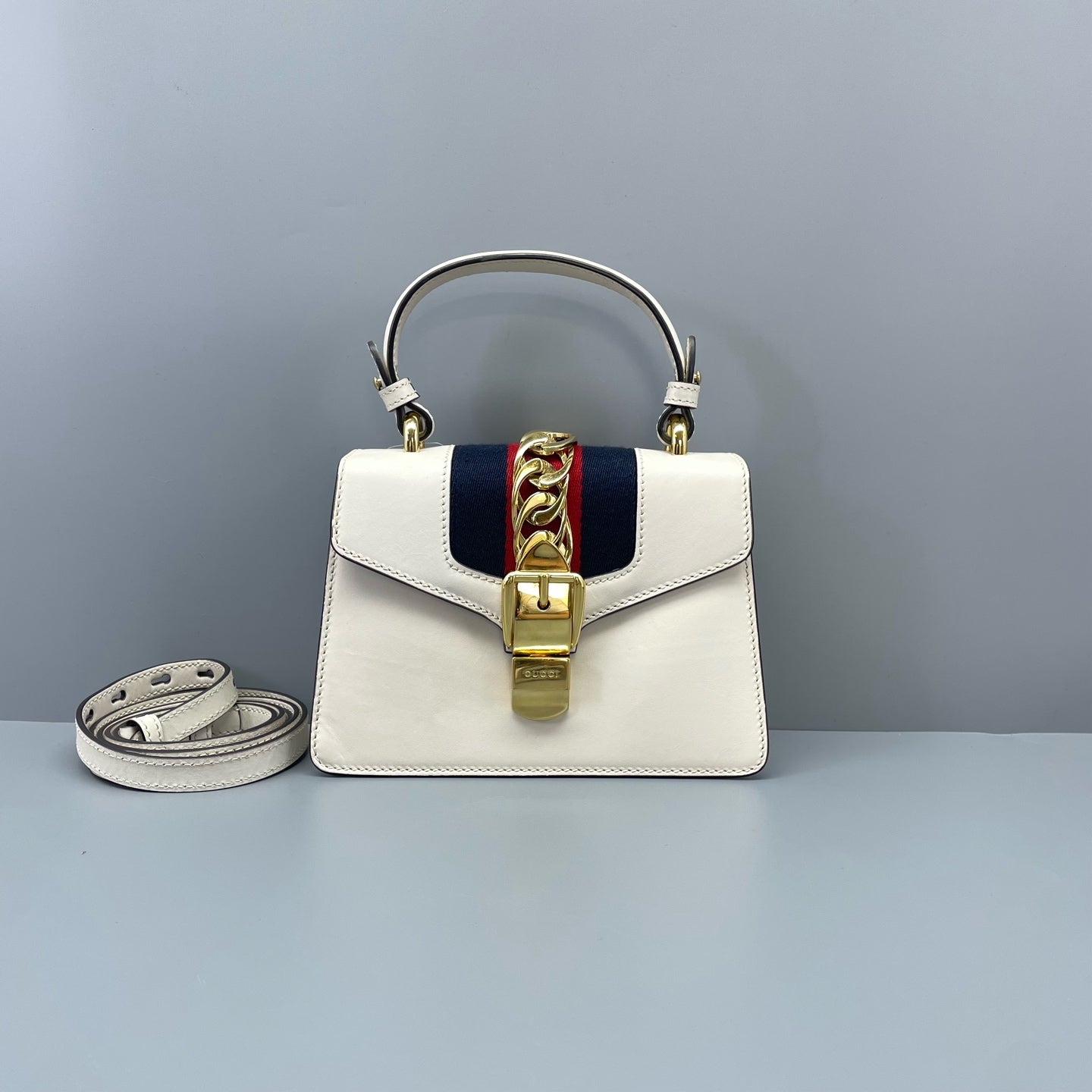 Gucci - Sylvie Top Handle Mini Bag - Leather - White - (small)