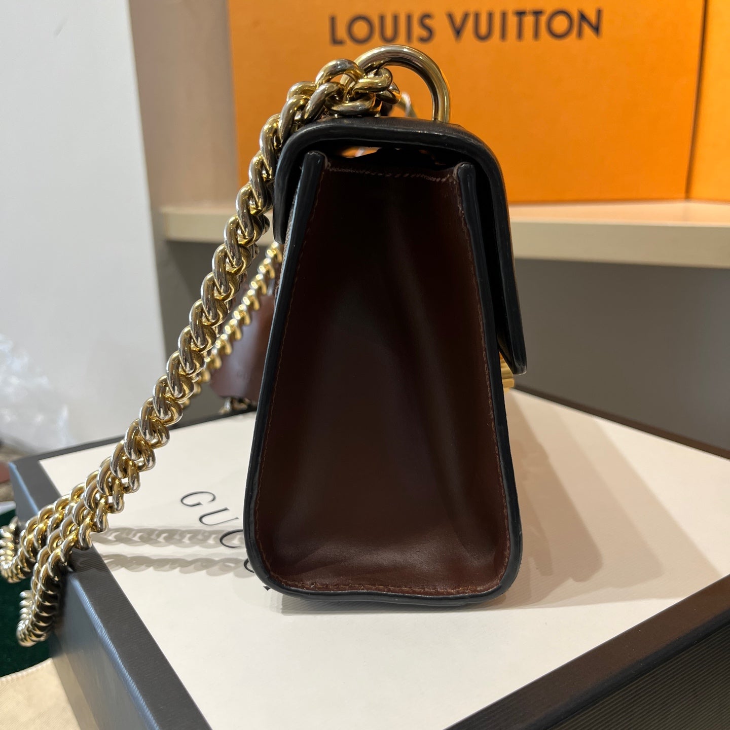Gucci - Padlock Moonlight Treasure Box - GG Supreme canvas with leather trim - Beige and Brown with Black flap - (mini)