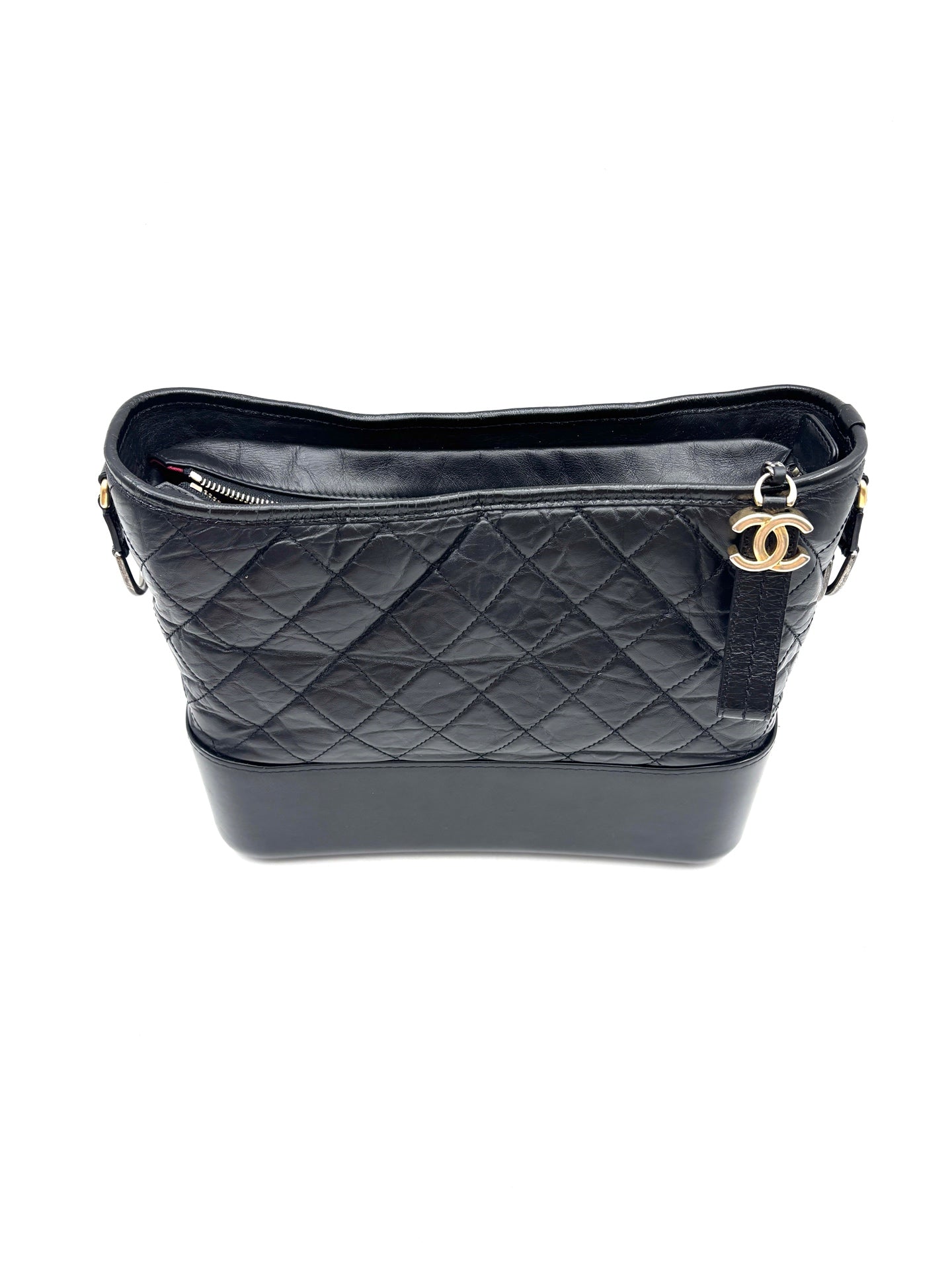 Chanel - Gabrielle Hobo Bag - Calfskin leather - Black with Gold-Tone and Silver-Tone Hardware - (Medium)