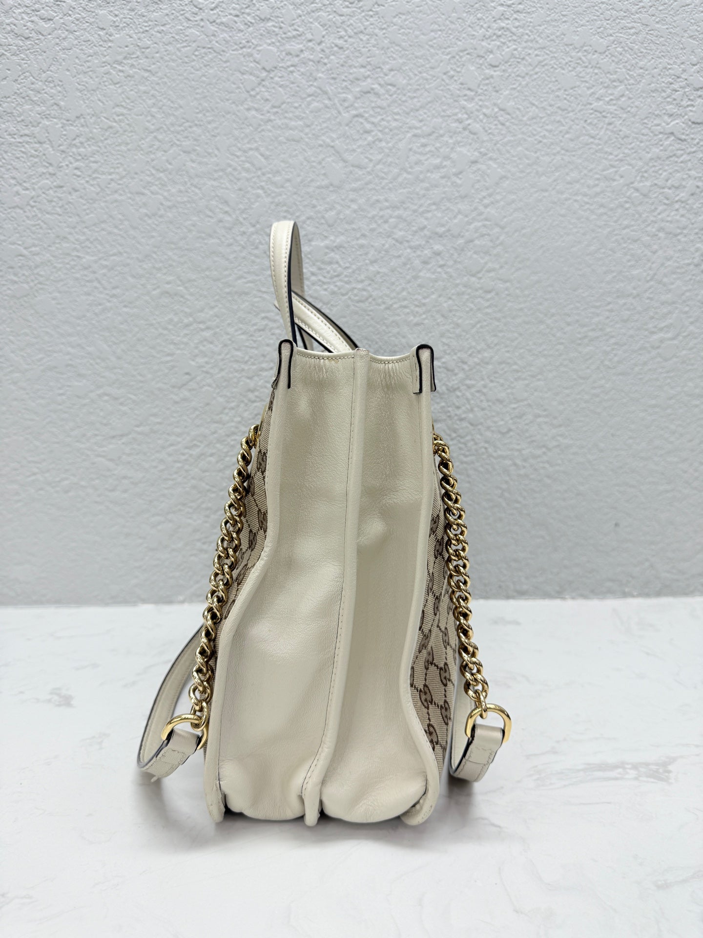 Gucci - 1955 Horsebit Tote - GG Supreme Canvas with Leather Trim - Beige and Cream - (medium)
