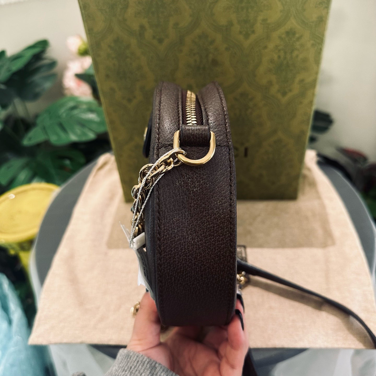 Gucci - Ophidia Round Mini Shoulder Bag - GG Supreme canvas with Leather trim - Brown - (mini)
