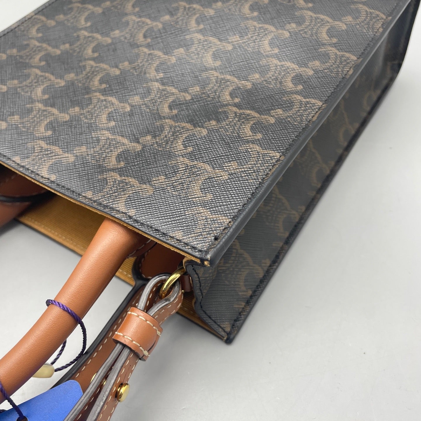 Celine - Mini Vertical Cabas - Triomphe coated canvas and leather - Brown - (mini)