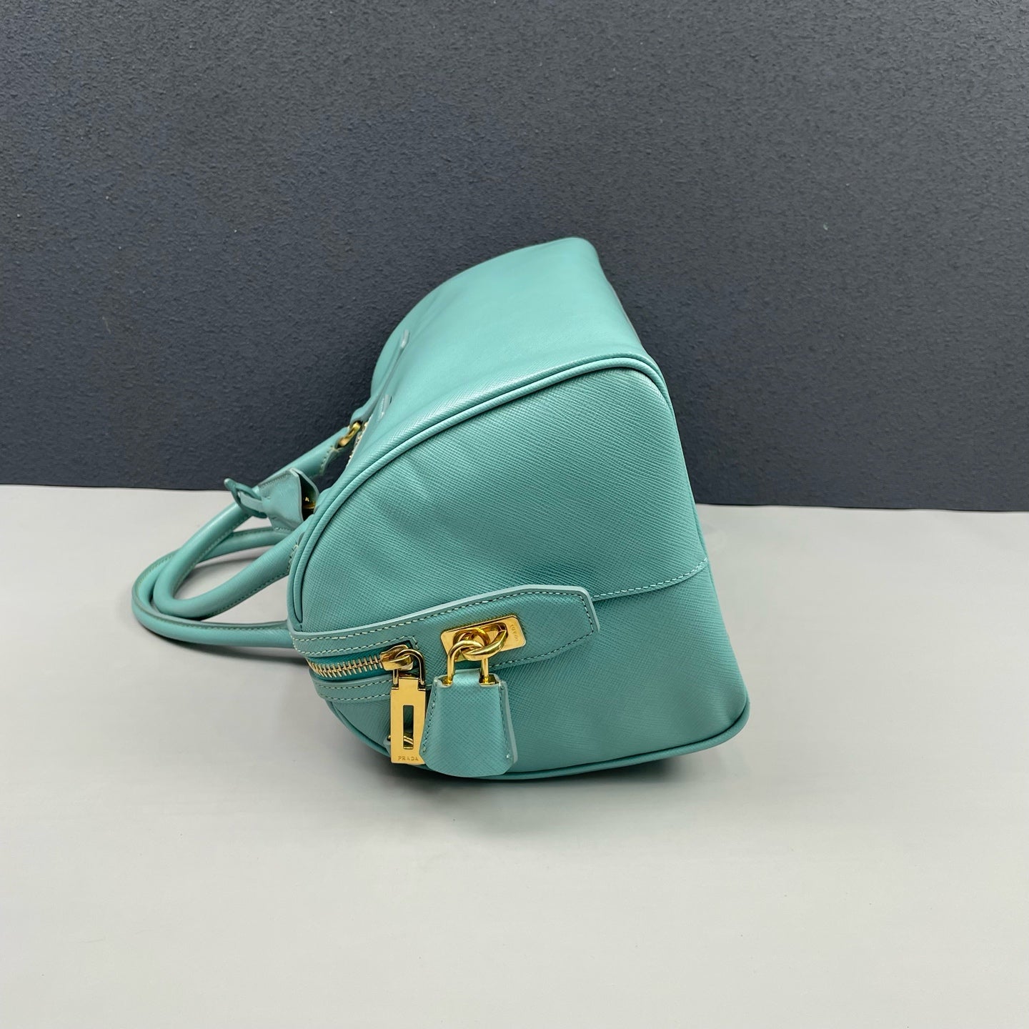 Prada - Saffiano Lux Boston Bag - Saffiano leather - Aqua Blue - (medium)