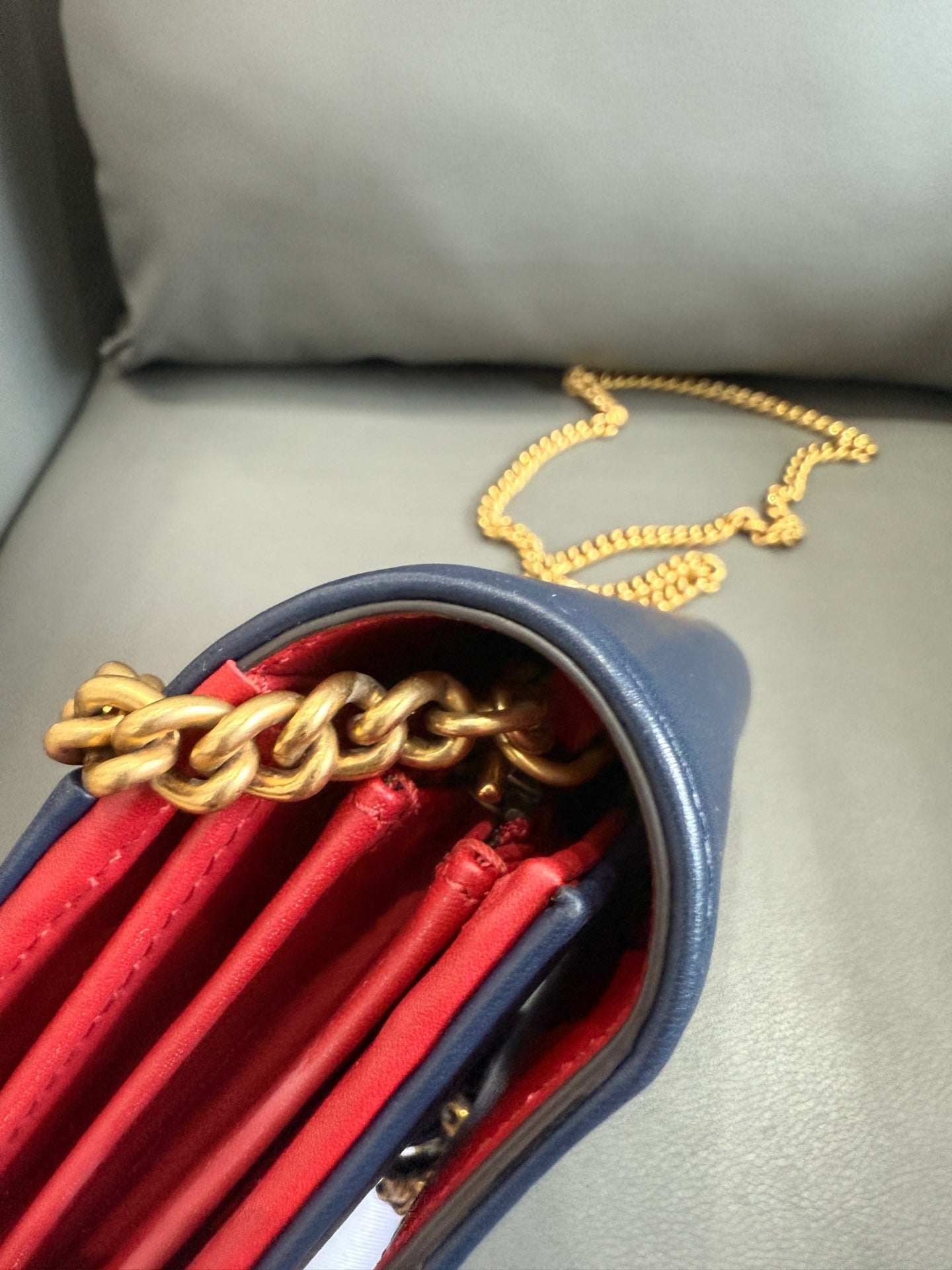 Gucci - Dionysus Wallet on Chain (WOC) - Leather - Blue with Red Interior - (Mini)