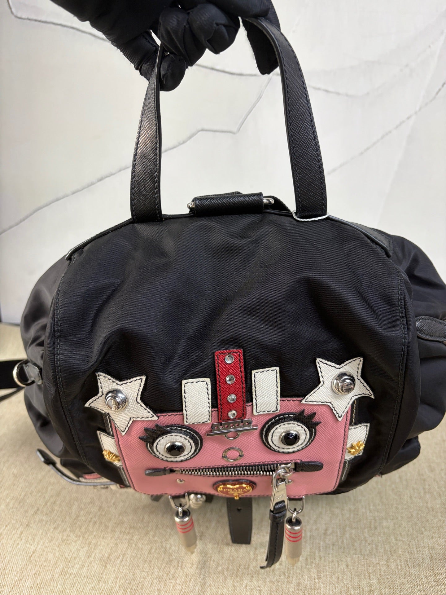 Prada - Robot Backpack - Nylon with Saffiano Leather Trim - Black - (medium)