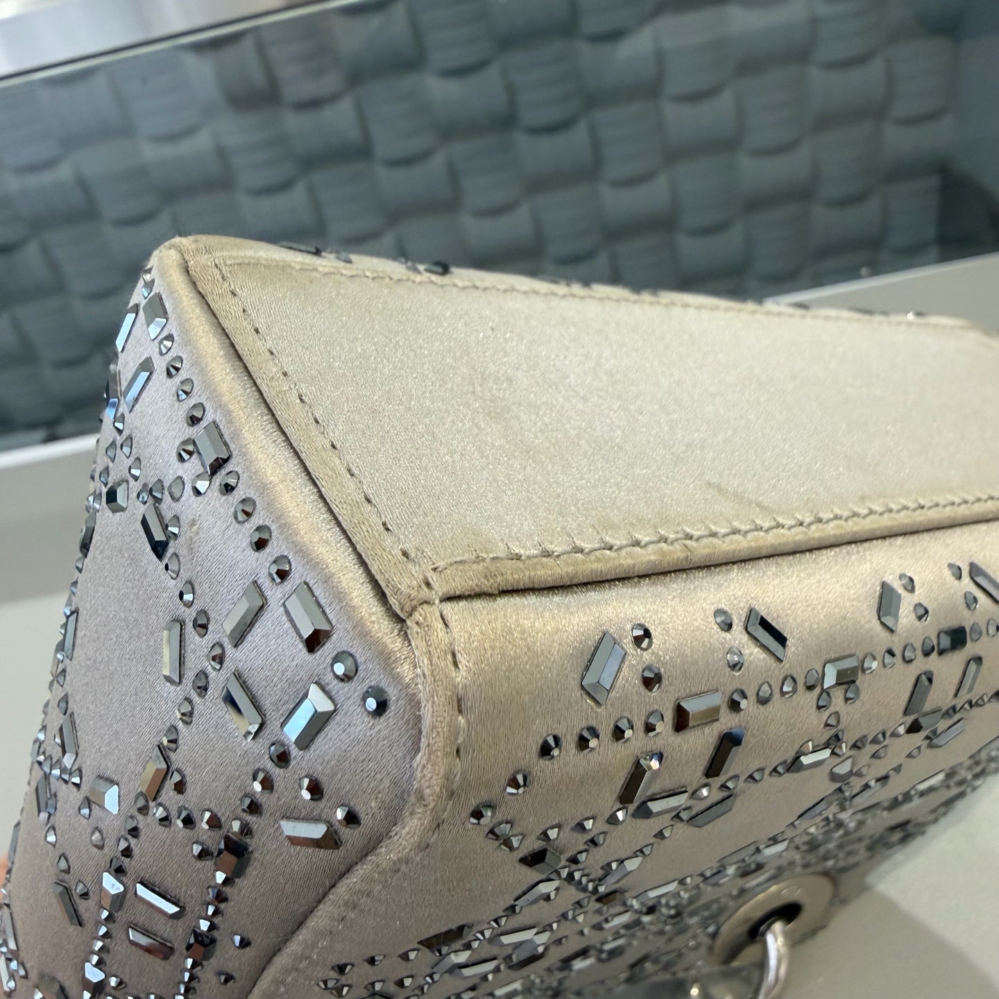 Dior - Lady Dior (Rhinestone Embellished Satin) - Satin with rhinestones - Grey - (mini)