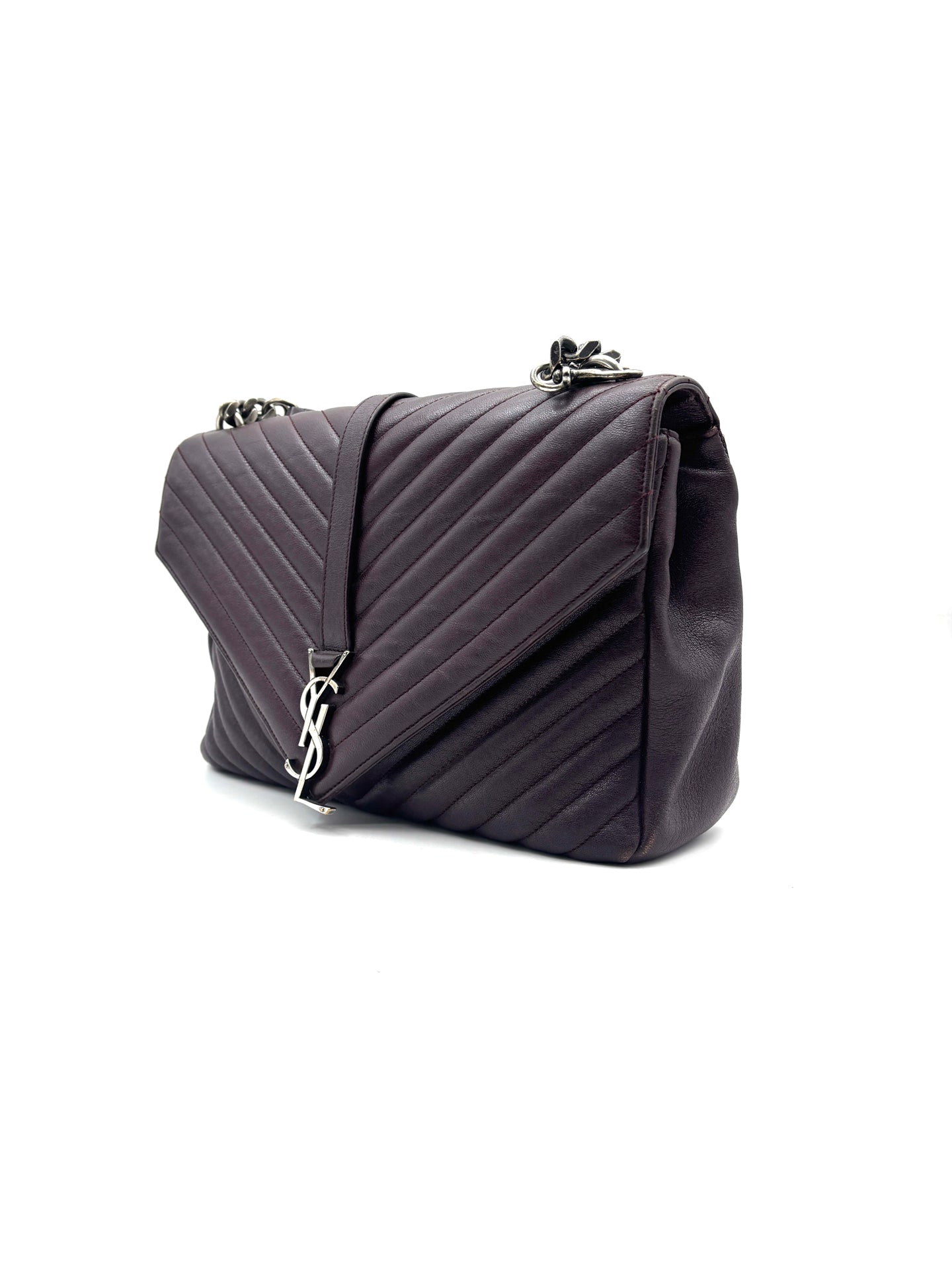 Saint Laurent - Monogram Envelope Bag - Leather - Burgundy - (medium)