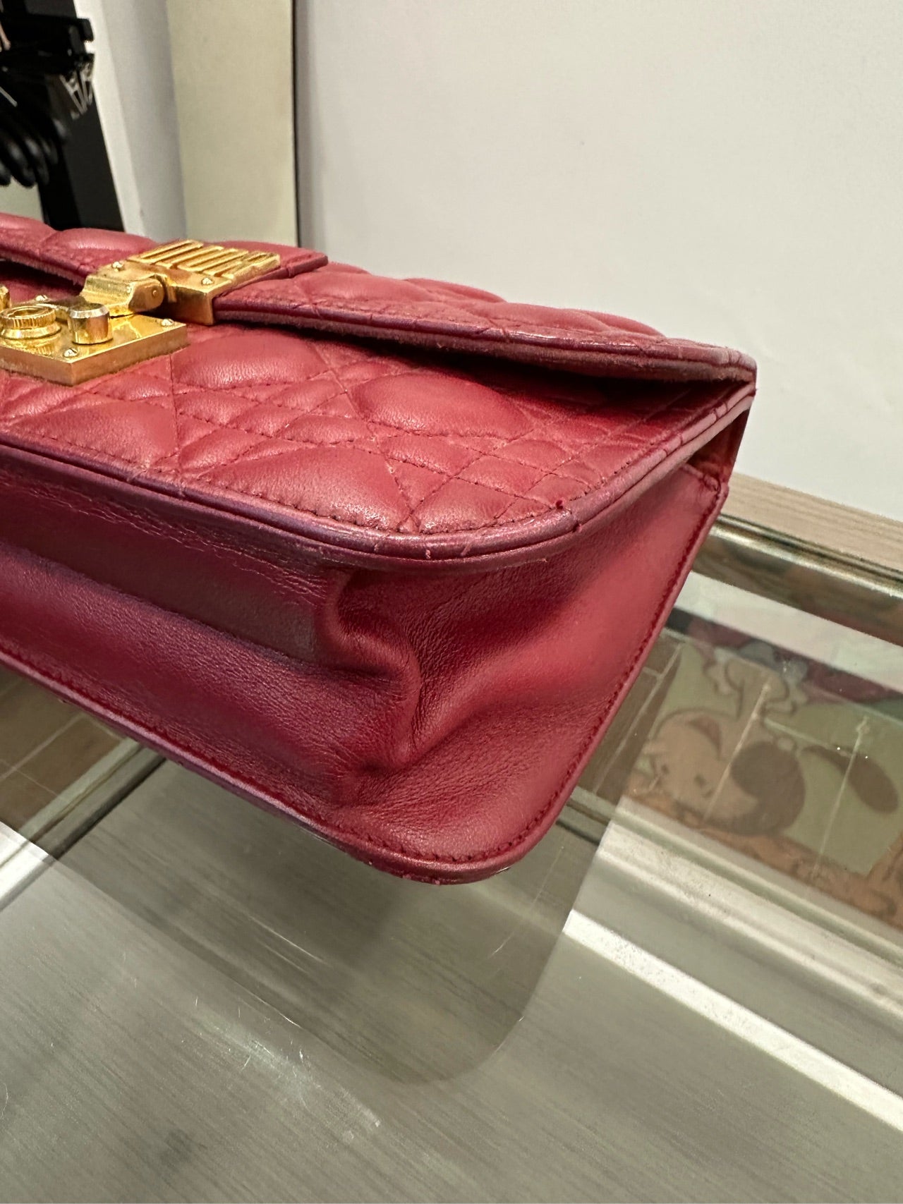 Dior - Addict Flap Shoulder Bag - Lambskin leather - Red with Gold-Tone Hardware - (Medium)