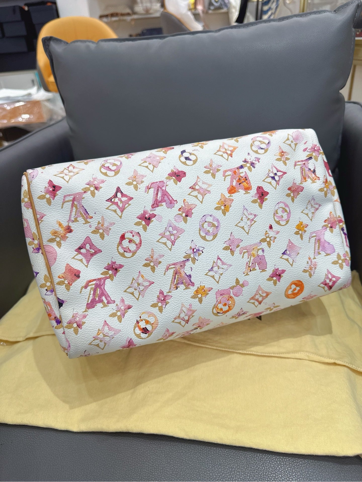 Louis Vuitton - Speedy 30 Watercolor - Coated canvas and Vachetta leather - White with Multicolour print - (medium)