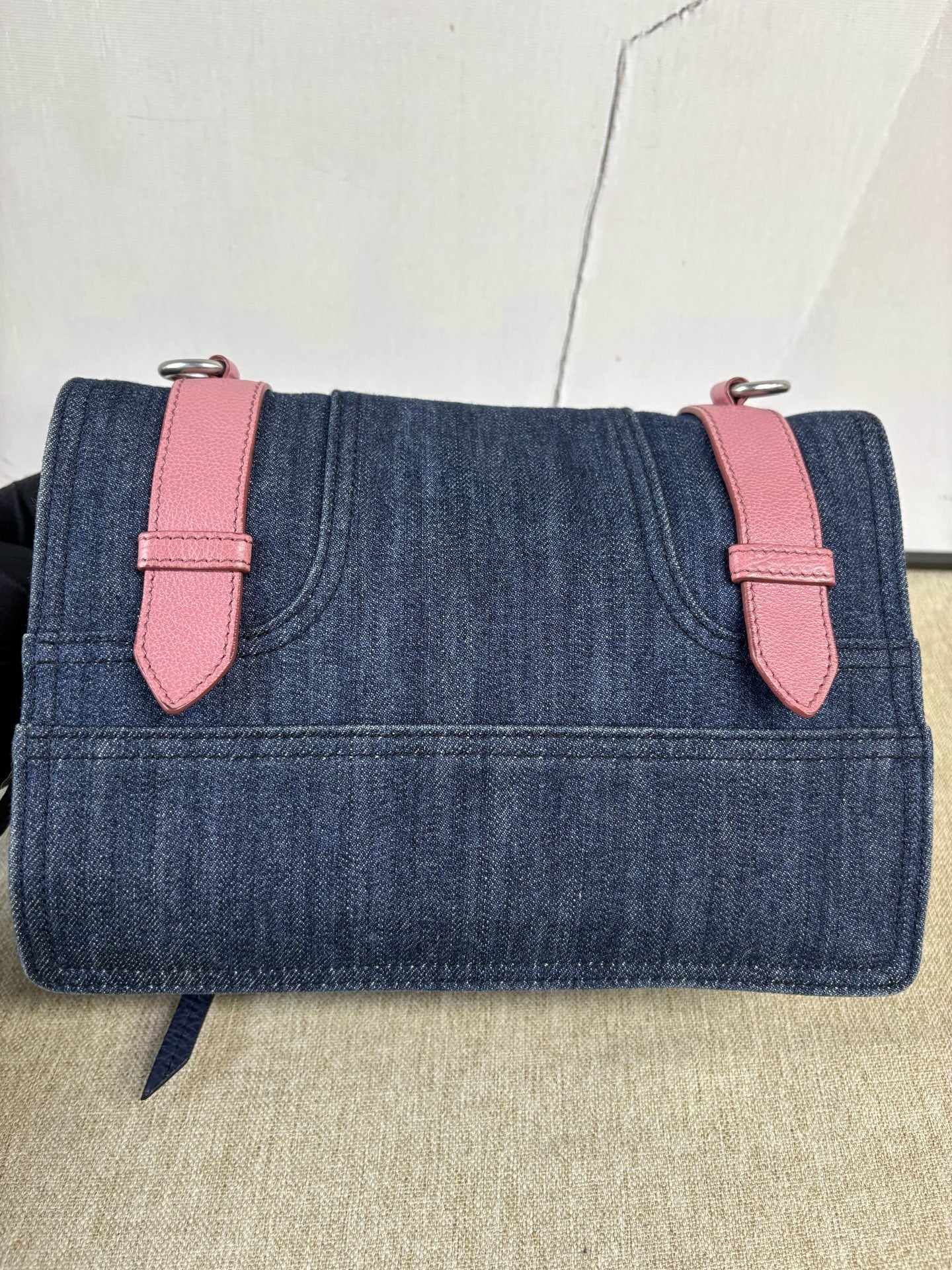 Prada - CD8037 Denim Messenger Bag - Denim and leather - Blue with Pink accents - (Medium)