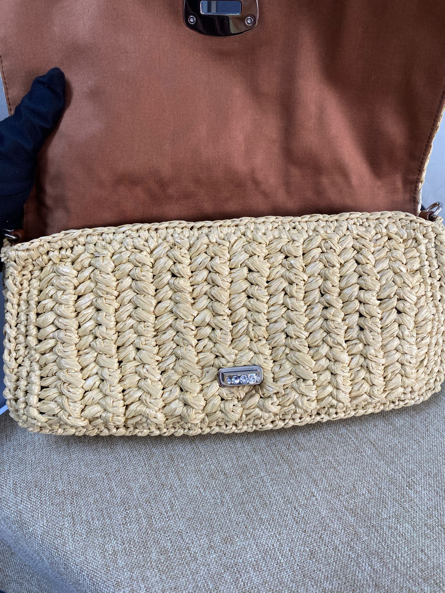 Miu Miu - Patinna Raffia Crystal Bag - Raffia straw - Beige - (small)