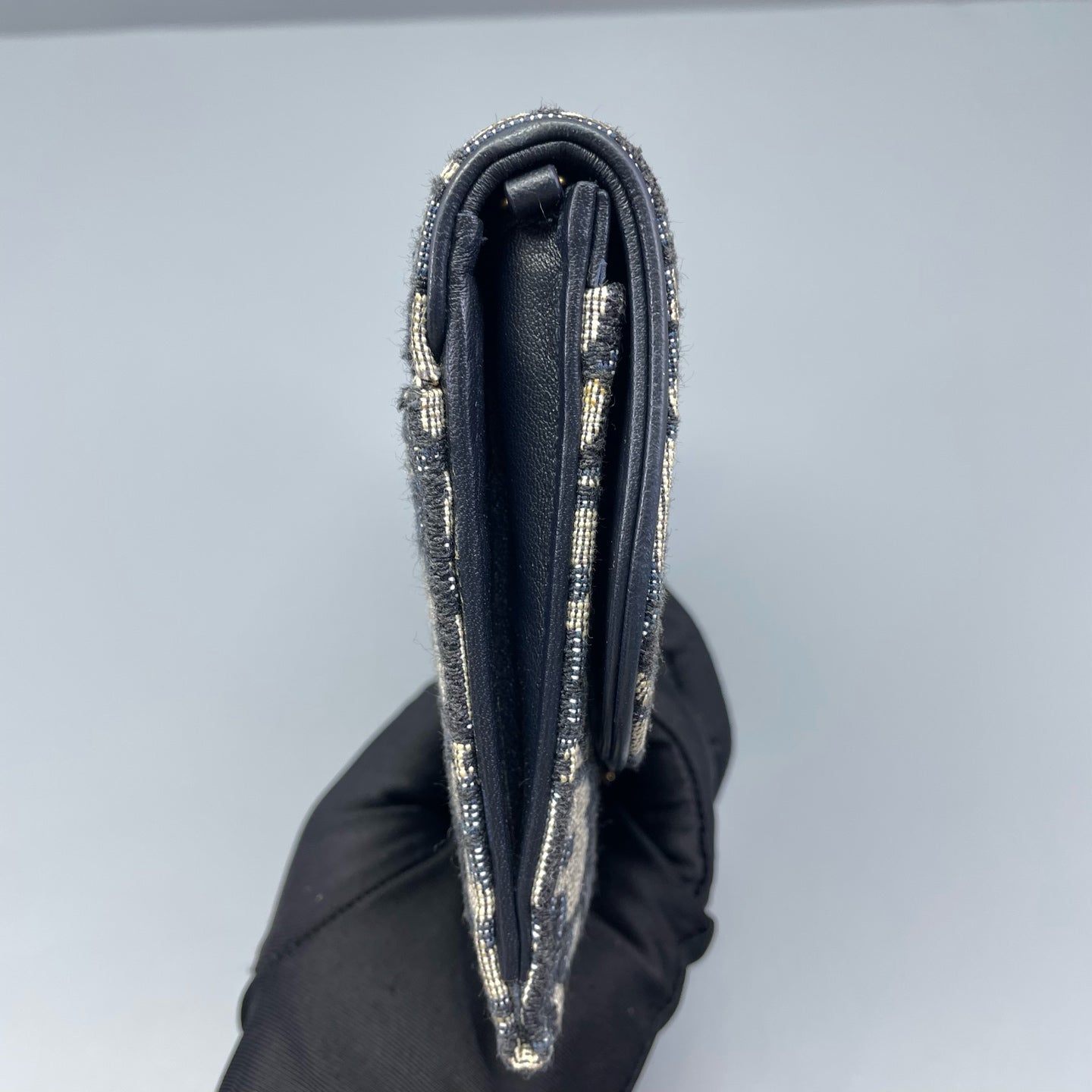 Christian Dior - Saddle Wallet on Chain (WOC) - Dior Oblique jacquard canvas with leather trim - Navy and Beige with Gold-Tone Hardware - (mini)