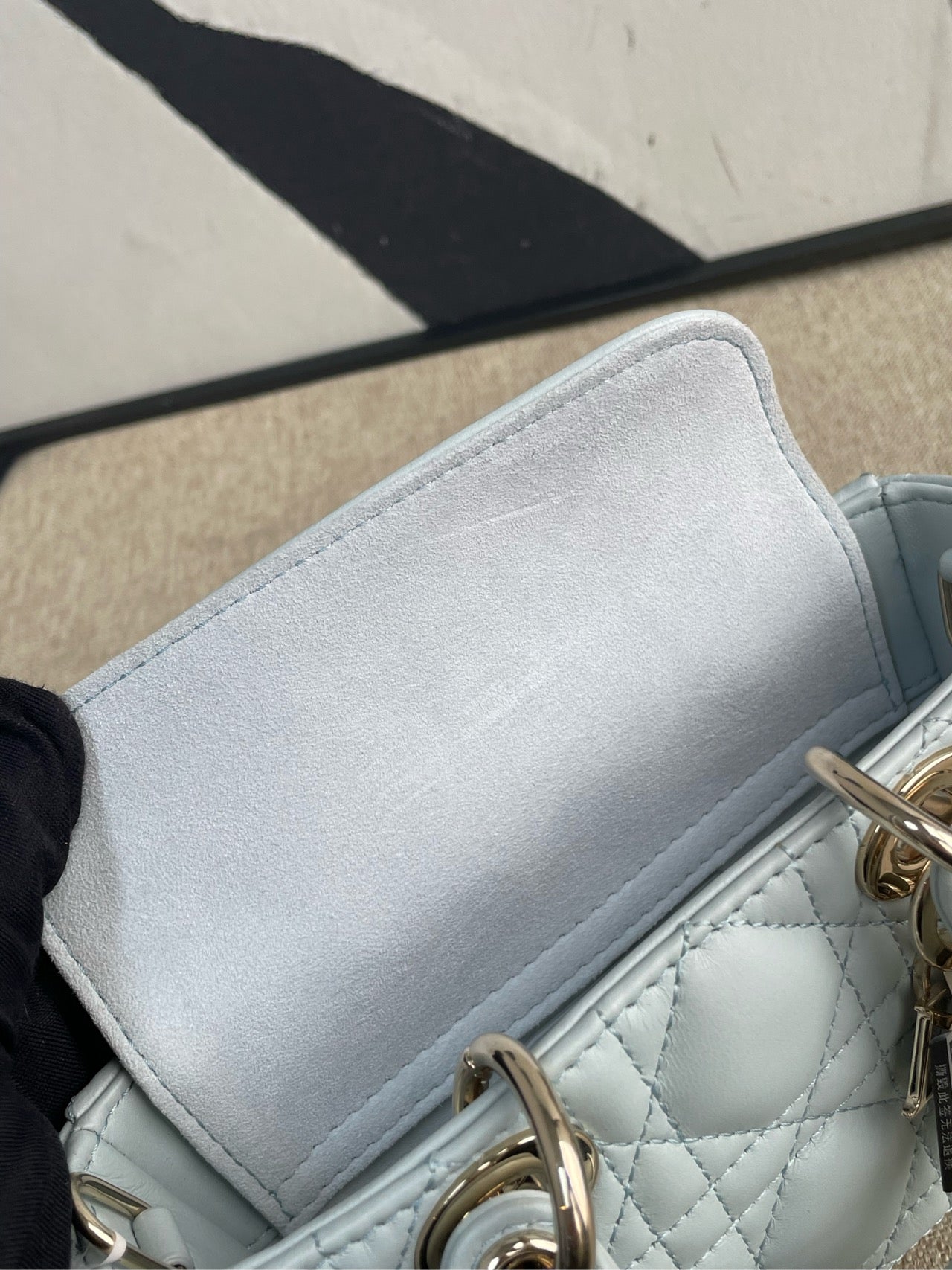 Dior - Lady Dior Horizontal Mini - Lambskin leather - Light Blue with Gold-Tone Hardware - (mini)