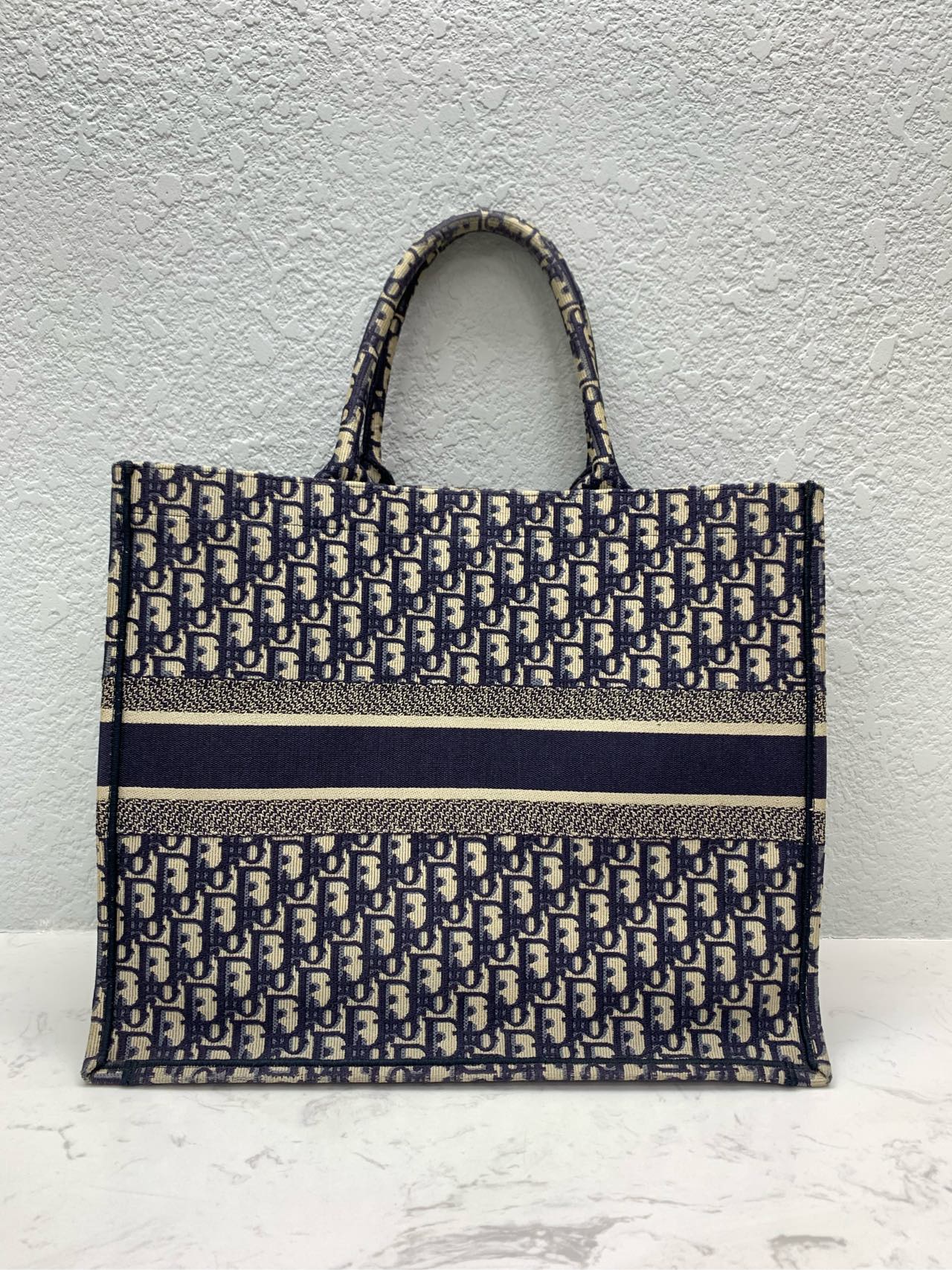 Dior - Book Tote Large - Jacquard canvas - Blue with Beige - (large)