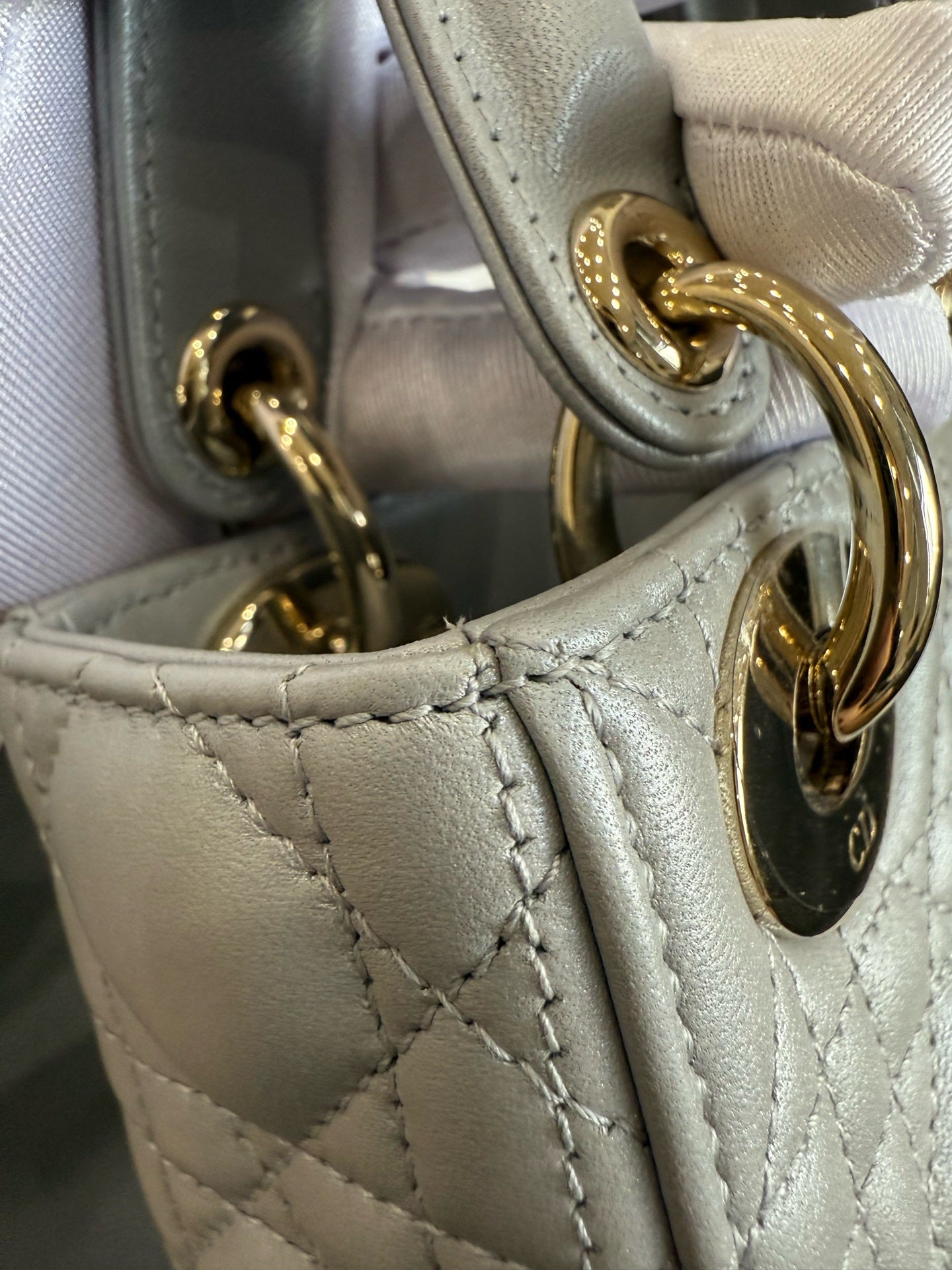 Dior - Lady Dior Mini - Lambskin leather - Grey - (mini)