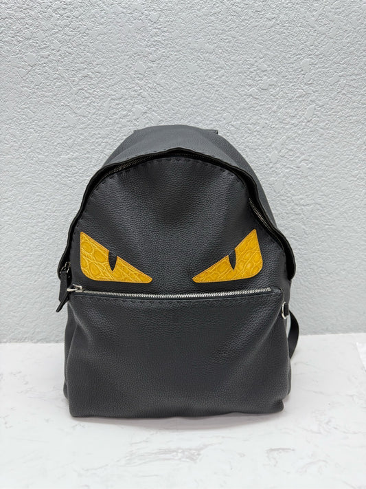 Fendi - Bag Bugs Monster Eyes Backpack - Grained leather with exotic crocodile leather accents - Black - (large)