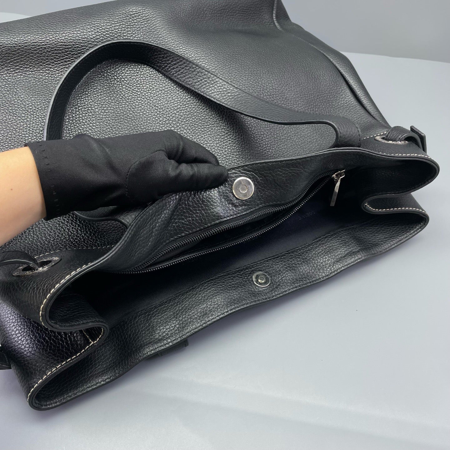 Loewe - Tote Shoulder Bag L6753 - Grained leather - Black - (Large)