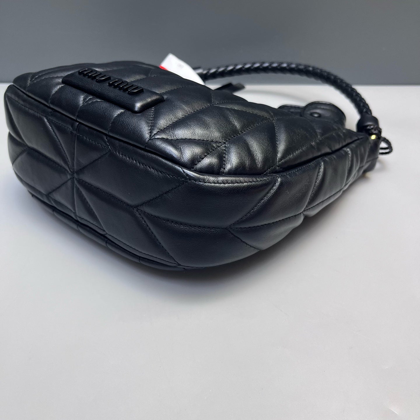 Miu Miu - Matelassé Hobo Crescent Bag - Lambskin leather - Black - (mini)