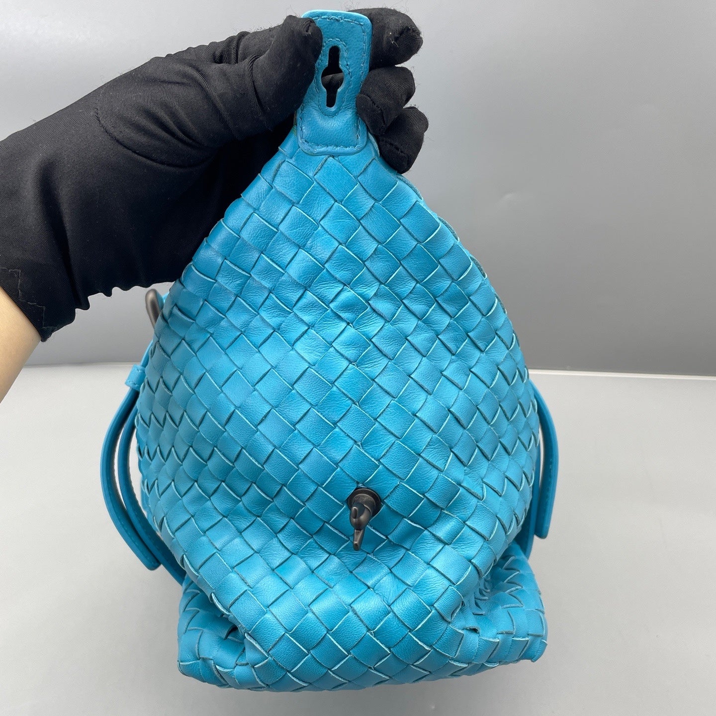 Bottega Veneta - Intrecciato Boston Bag - Leather - Blue - (medium)