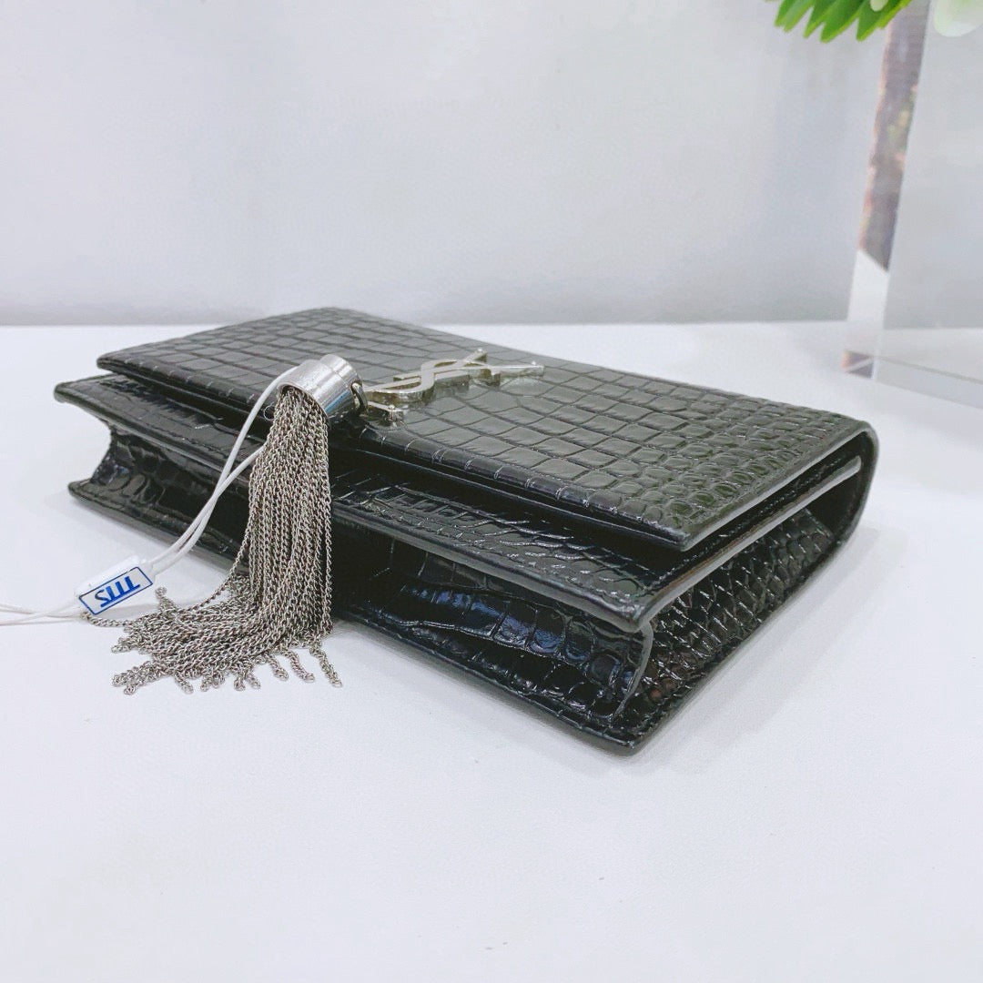 Saint Laurent - Kate Tassel Chain Bag - Leather - Black with Silver-tone Hardware - (mini)