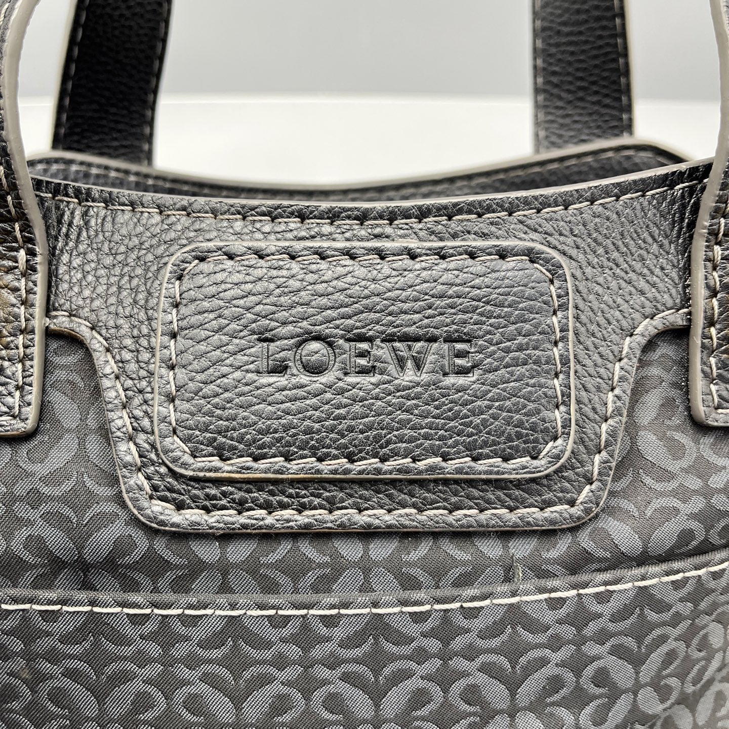 Loewe - Anagram Tote Bag - Coated canvas with pebbled leather trim - Black - (medium)