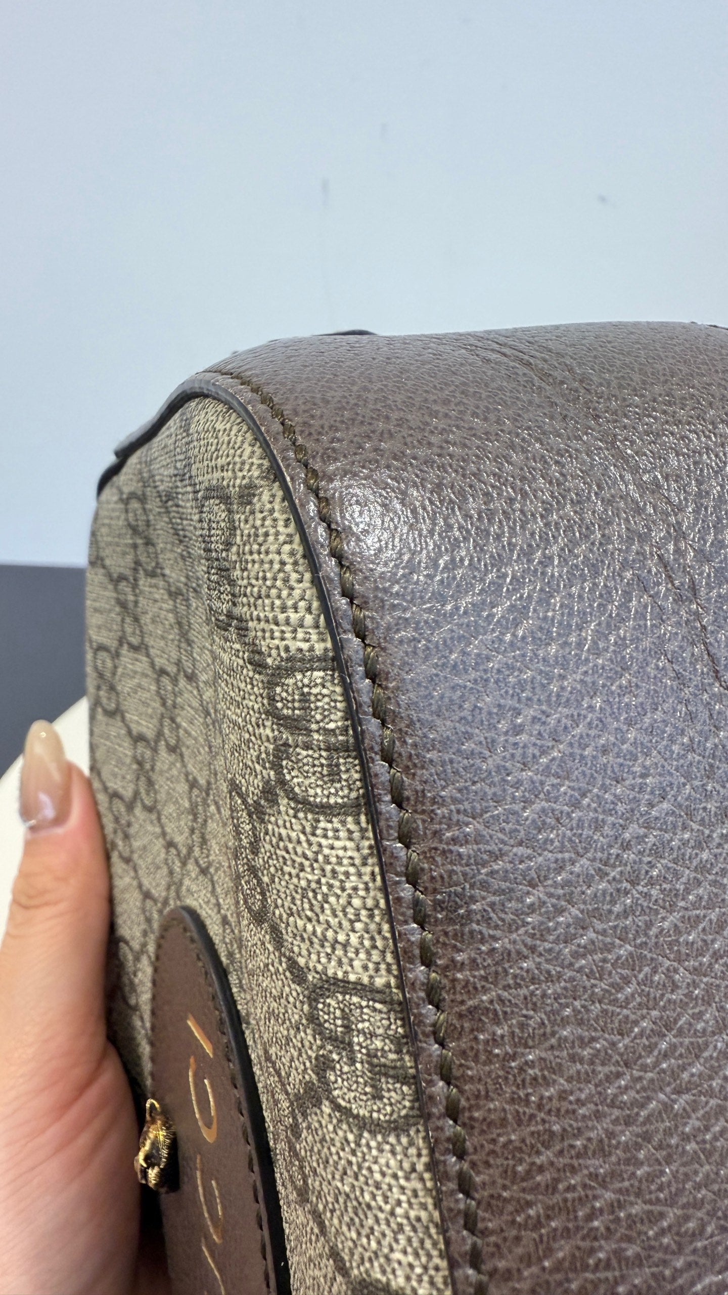 Gucci - Tiger Head Camera Bag - GG Supreme coated canvas with pebbled leather trim - Brown - (Small)