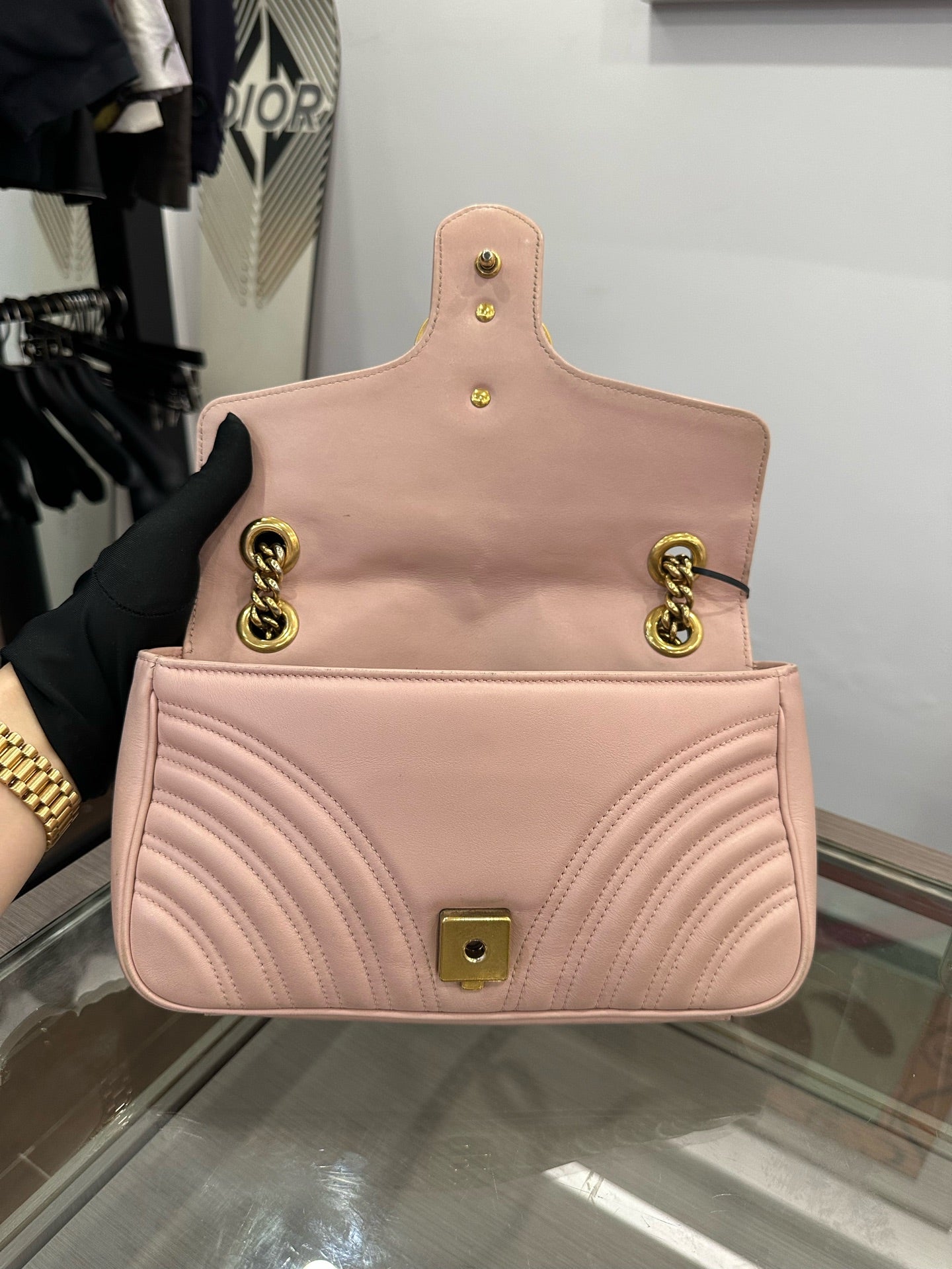 Gucci - GG Marmont Matelassé Small Shoulder Bag - Leather - Beige - (small)