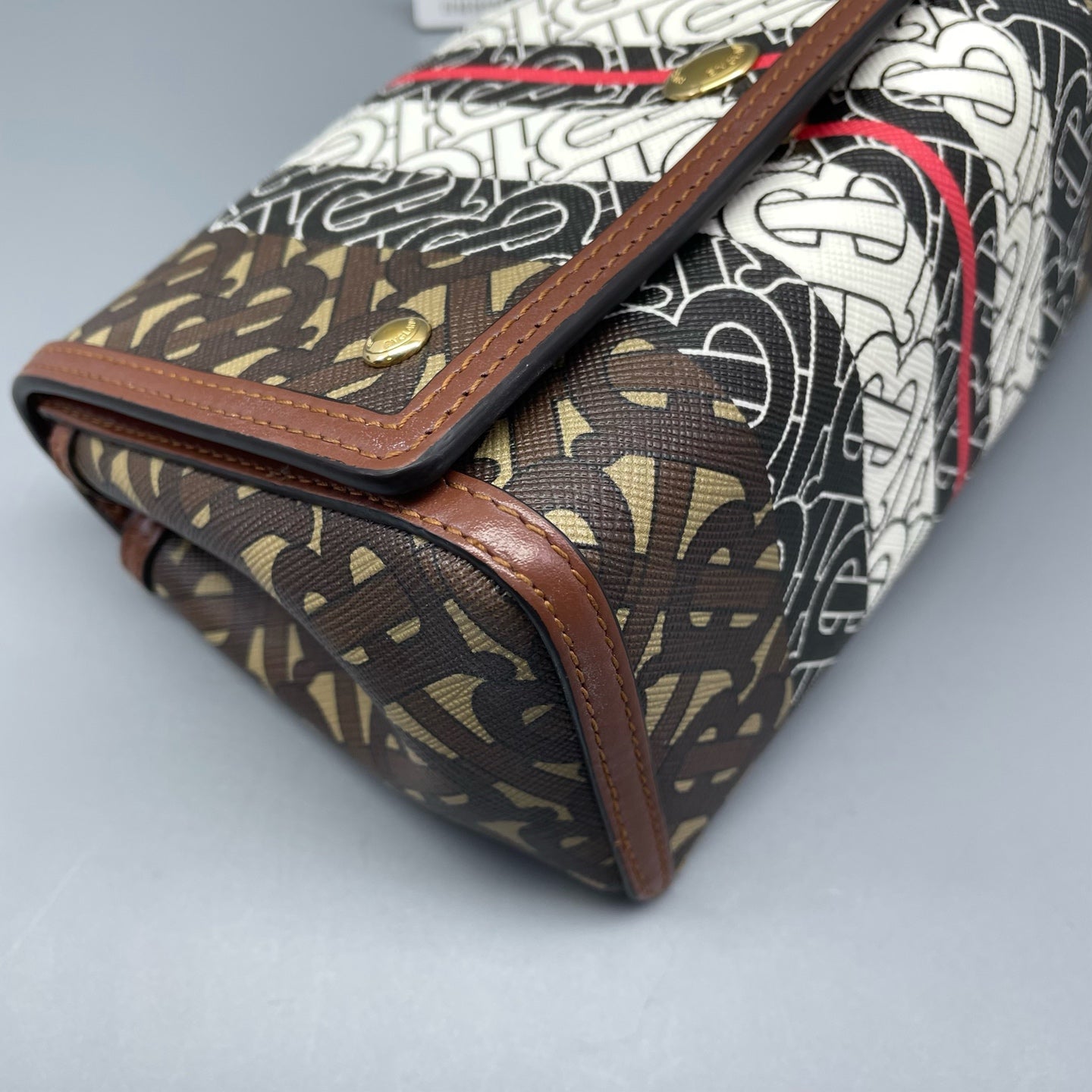 Burberry - TB Monogram Flap Shoulder Bag - Coated Canvas with Leather trim - Multicolour - (small)