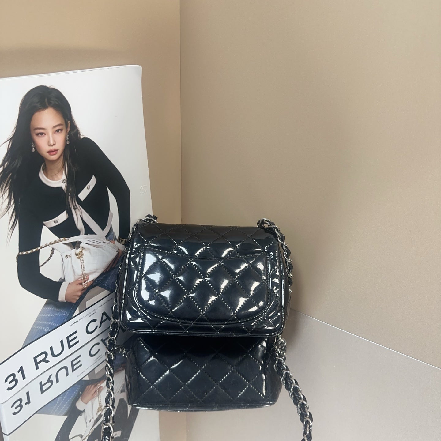 Chanel - Rectangular Mini Flap Bag - Patent leather - Black - (mini)