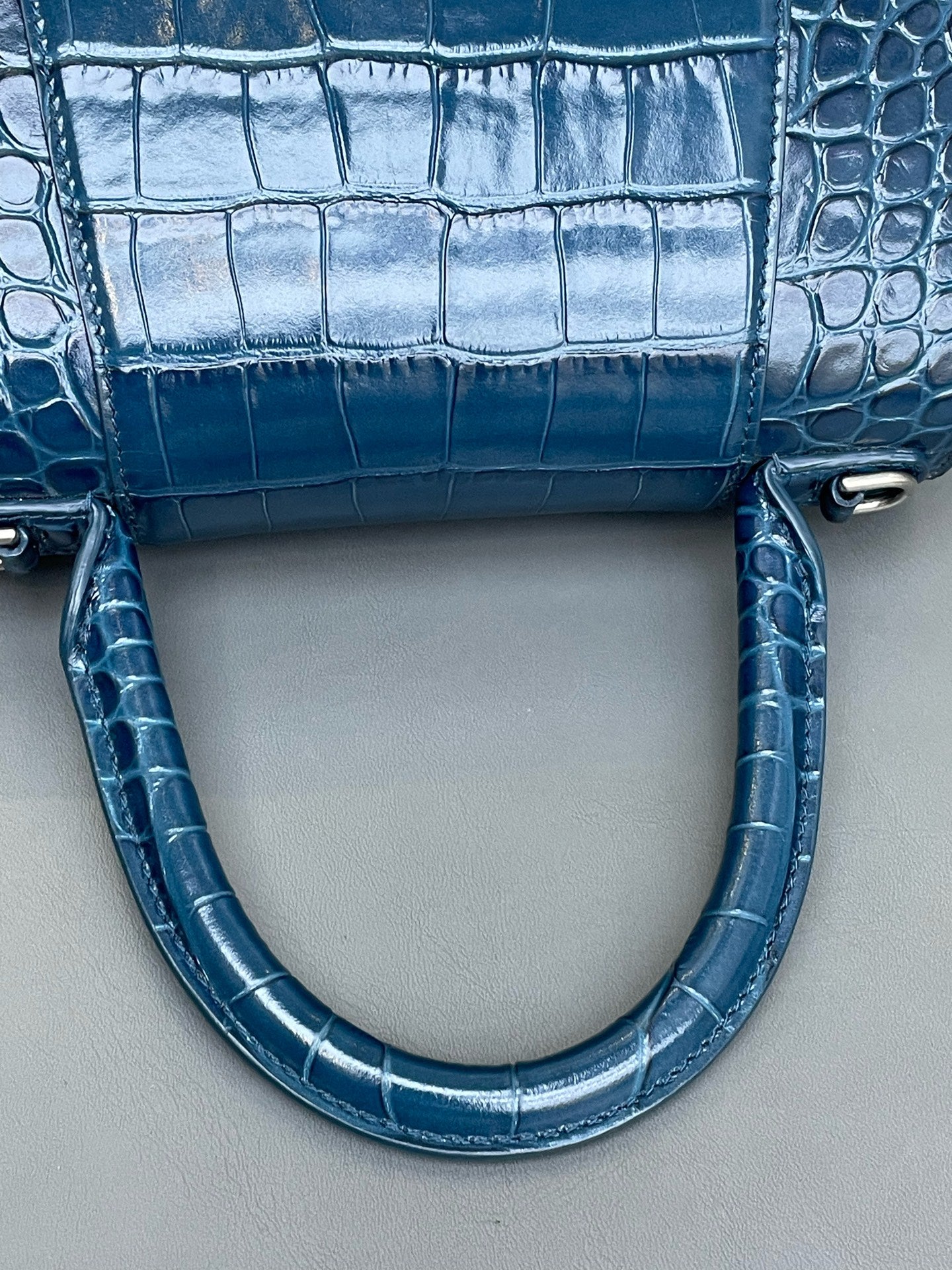 Balenciaga - Hourglass XS - Leather - Midnight Blue with Silver-Tone Hardware - (small)