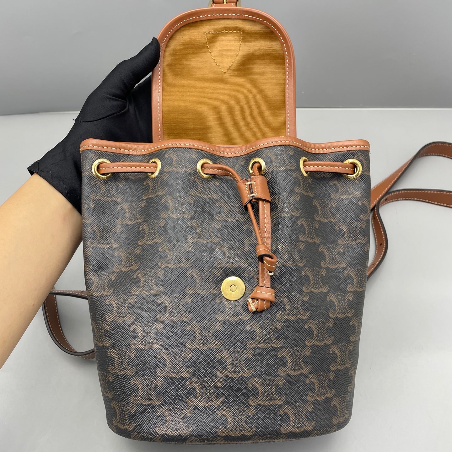 Celine - Triomphe Canvas Mini Backpack - Triomphe canvas and leather - Brown - (mini)