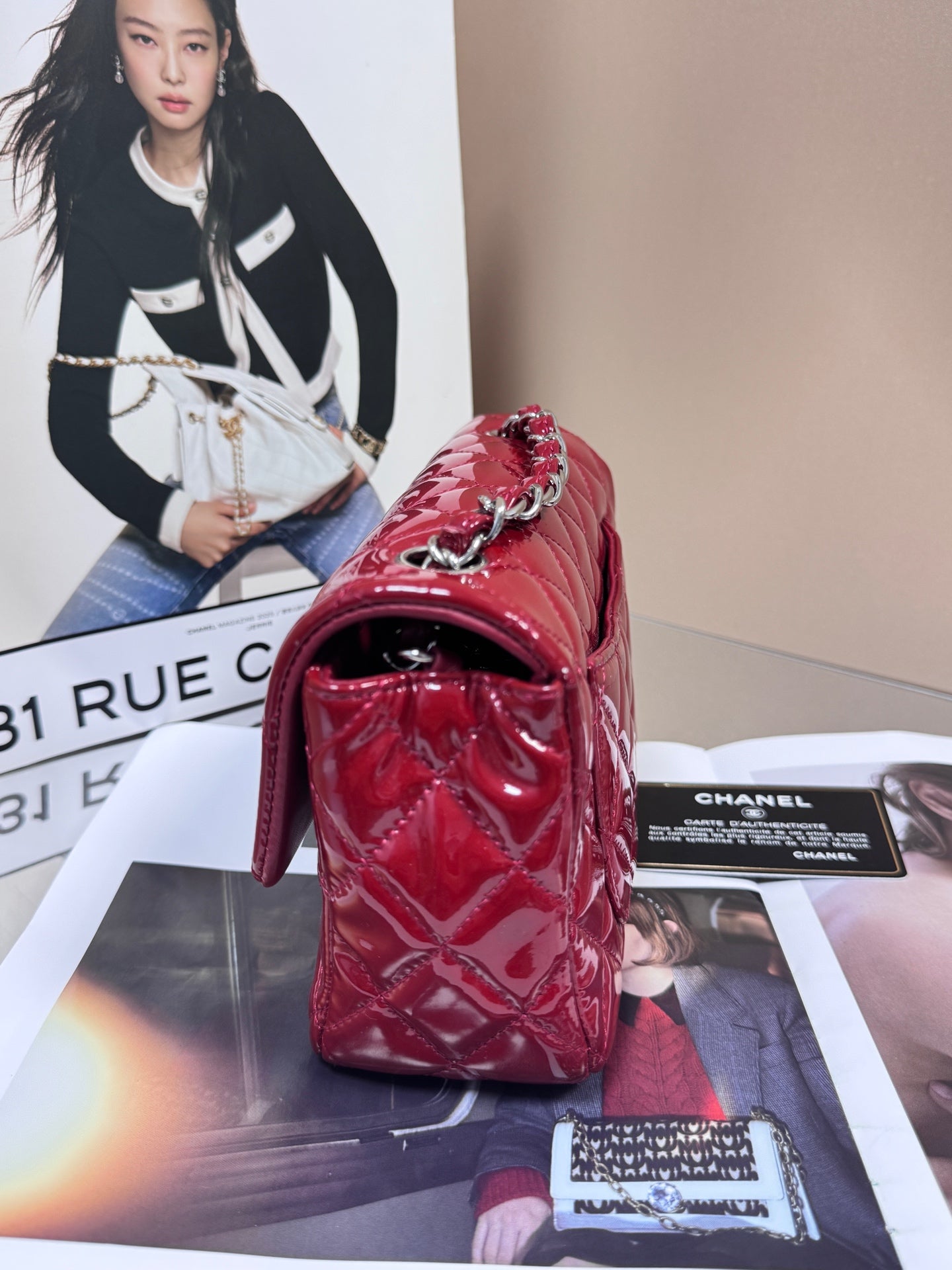 Chanel - Classic Flap Mini (Rectangular) - Patent leather - Red - (mini)