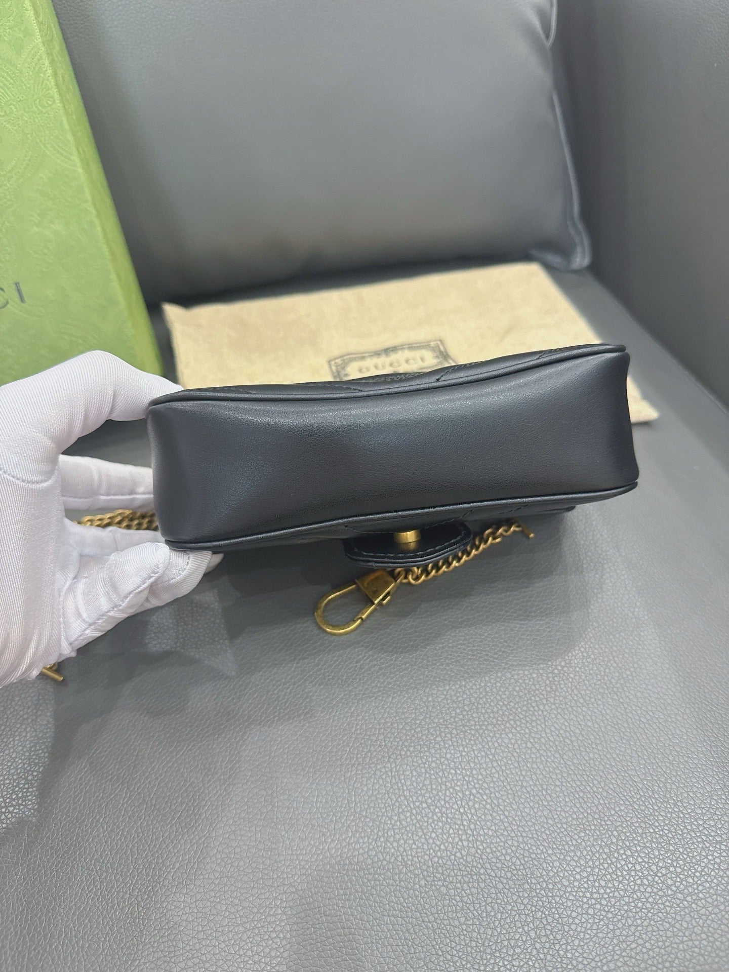 Gucci - Marmont Mini Flap Bag - Leather - Black - (mini)