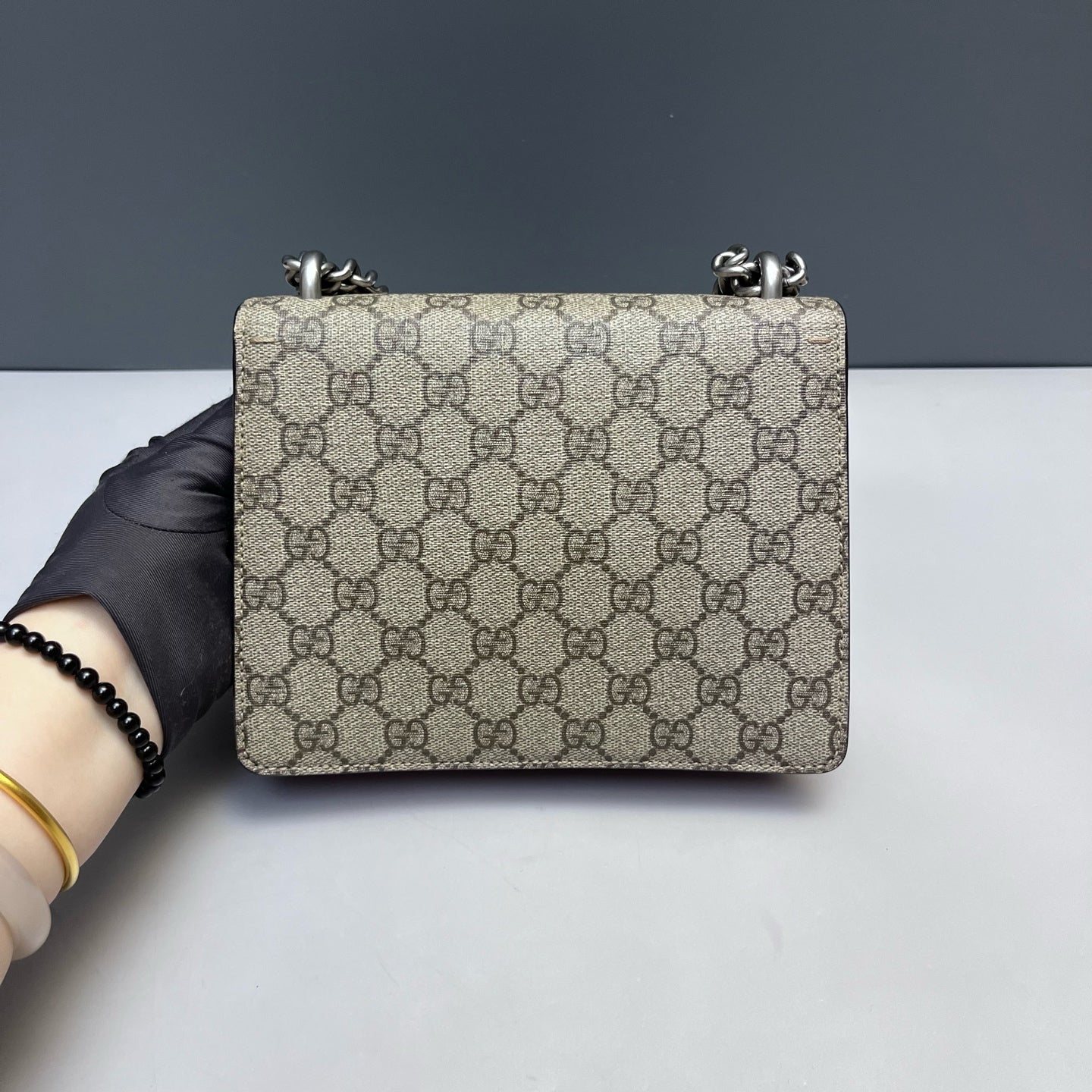 Gucci - Dionysus Small Shoulder Bag - GG Supreme canvas and Suede - Beige and Red - (Small)