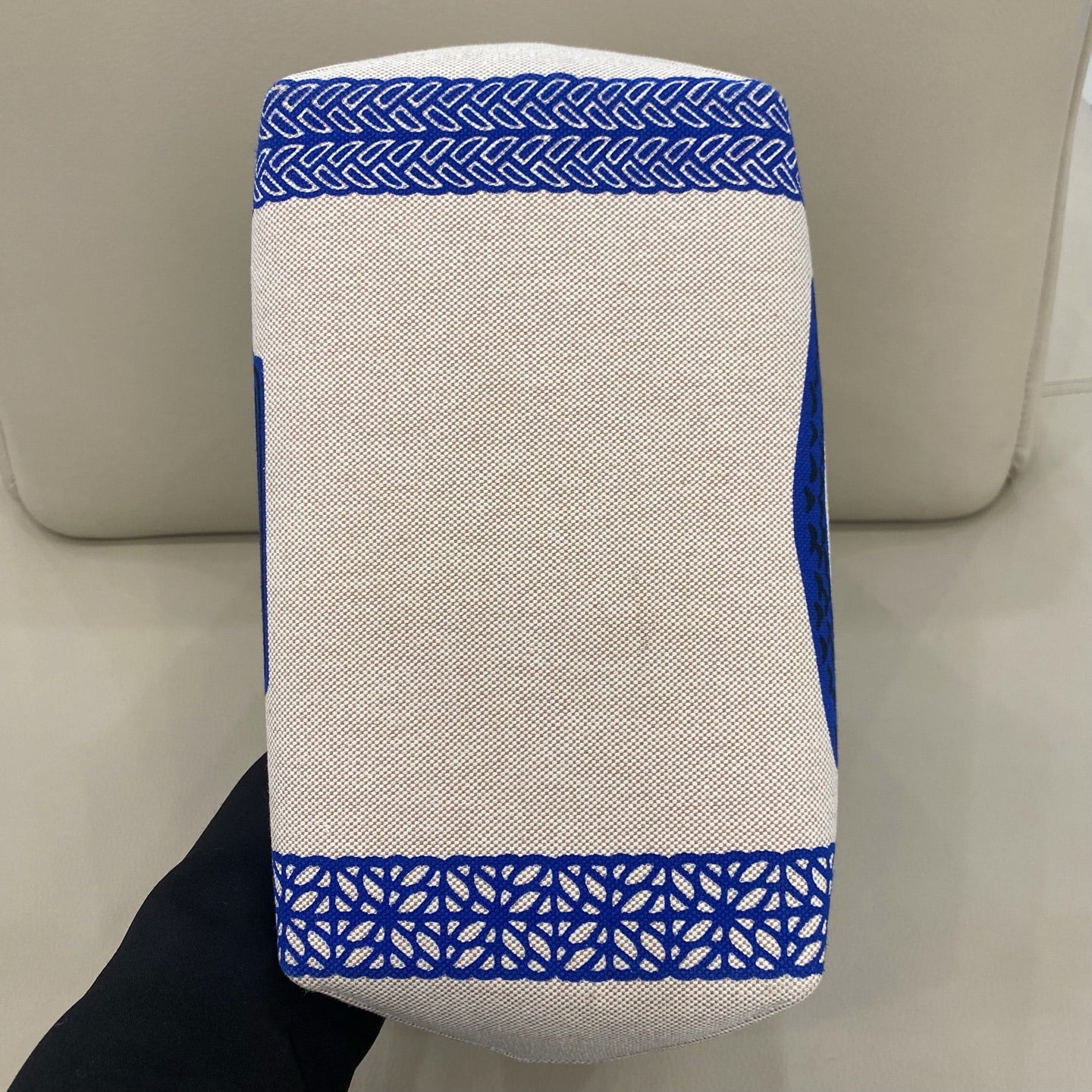 Hermès - Steeple 28cm - Canvas and Leather - Beige and Blue - (medium)
