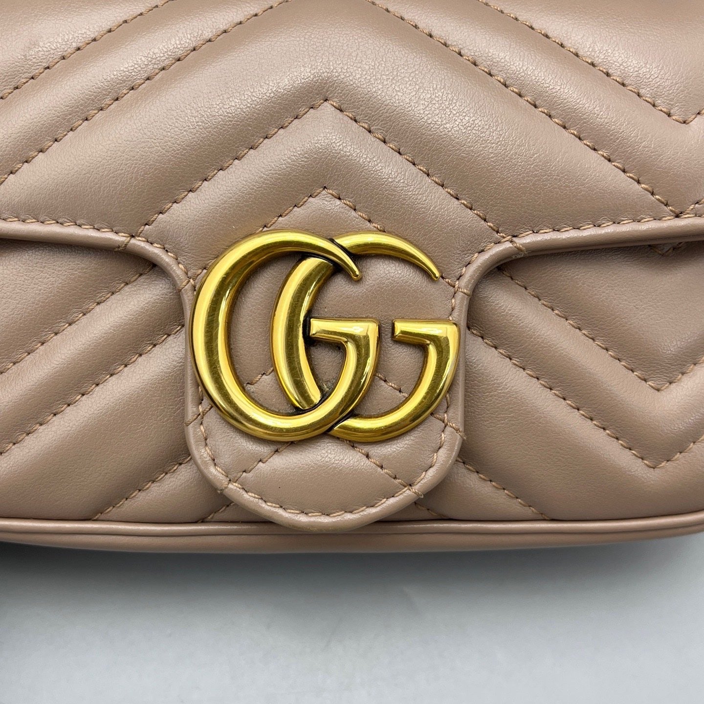 Gucci - GG Marmont Super Mini Bag - Leather - Beige - (mini)
