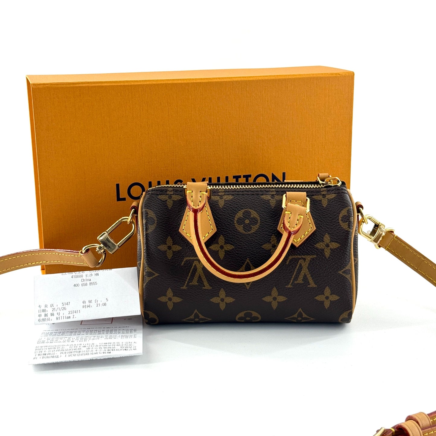 Louis Vuitton - Speedy Nano - Monogram coated canvas with natural Vachetta leather trim - Brown - (mini)