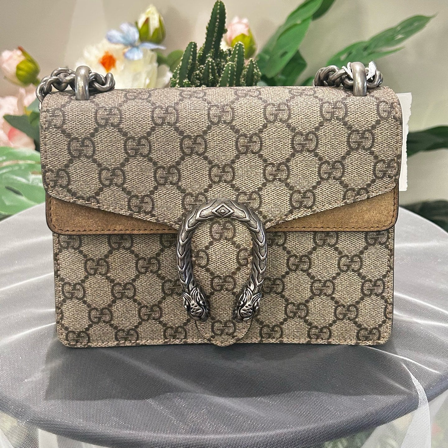 Gucci - Dionysus Mini Bag - GG Supreme canvas with suede trim - Beige and Camel - (Small)