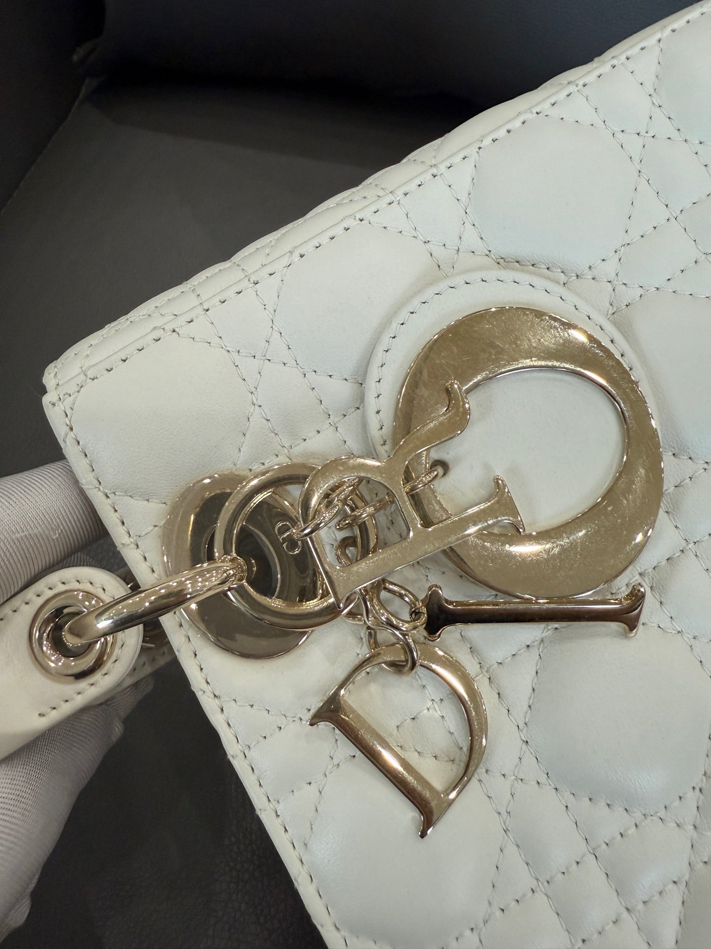 Dior - Lady Dior - Leather - White - (small)