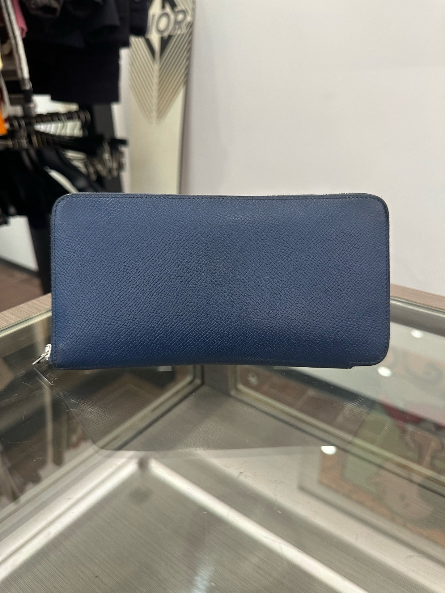 Hermès - Silk-in Zipper Wallet - Epsom leather and Silk - Blue - (Medium)