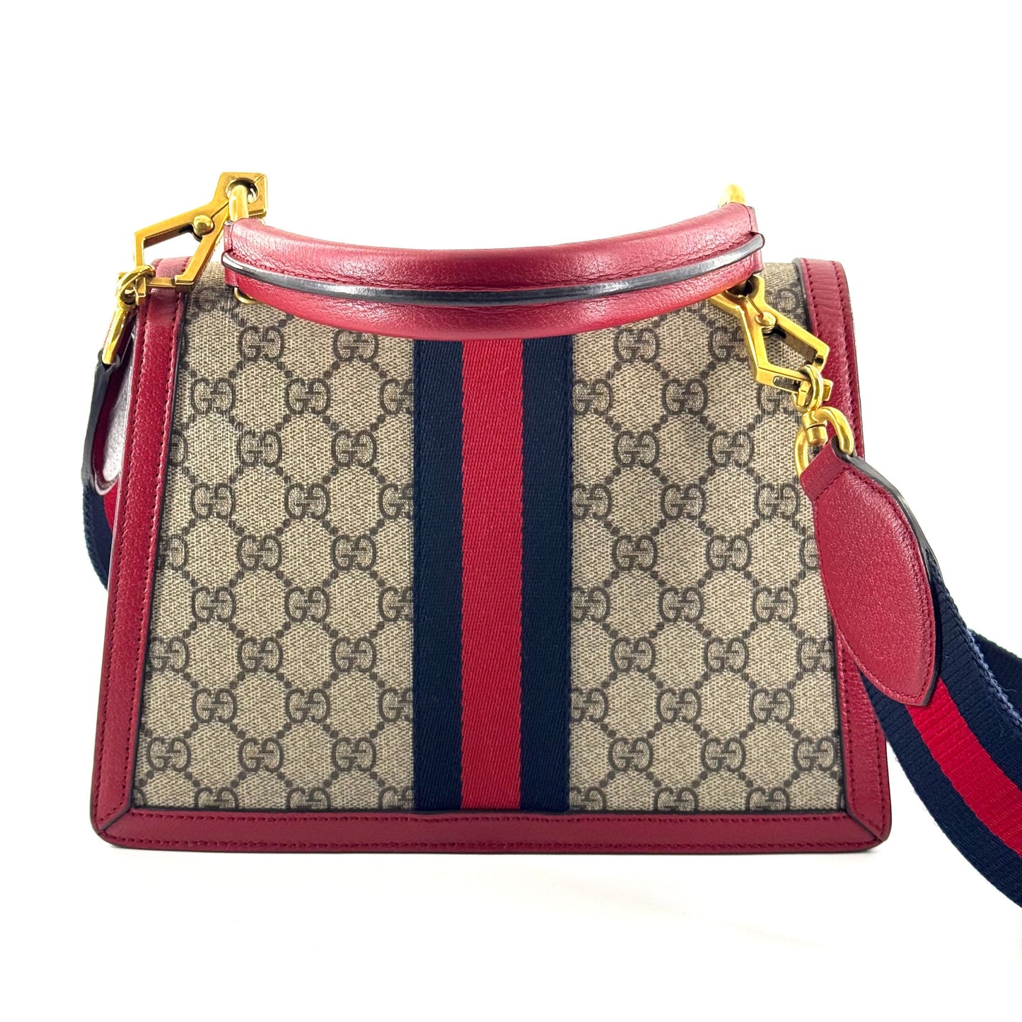 Gucci - Queen Margaret Top Handle Bag - GG Supreme canvas with leather trim - Red - (Small)