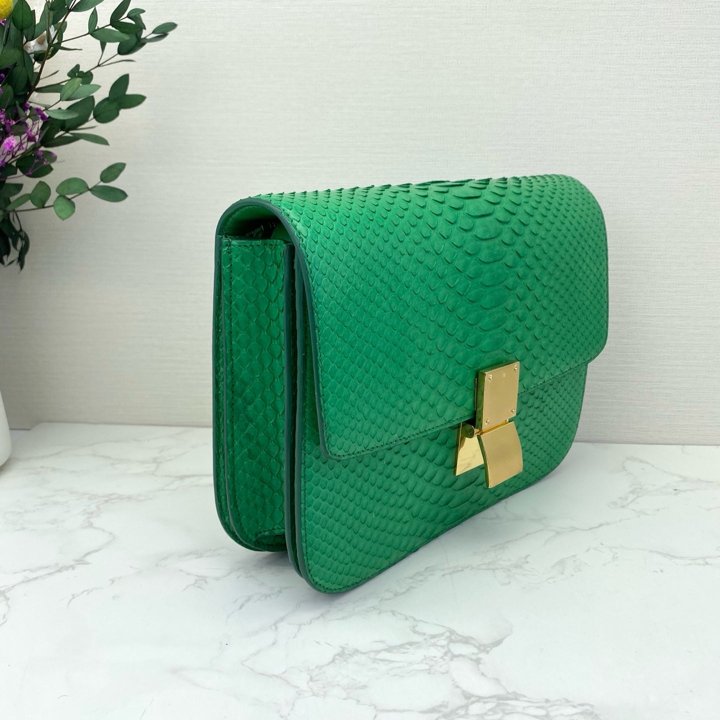 Celine - Classic Box - Exotic leathers - Python - Green - (small)