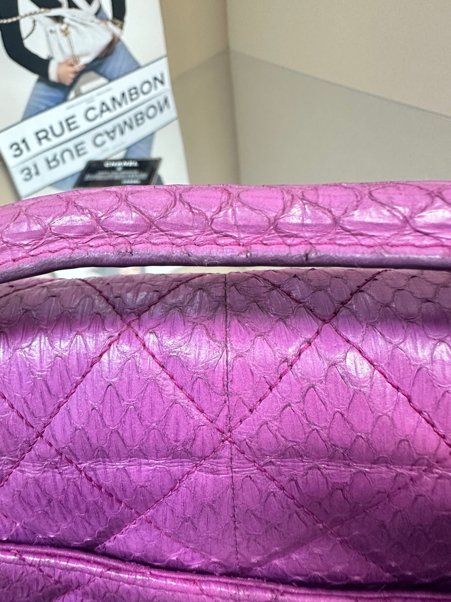 Chanel - Classic Flap Top Handle Bag - Python leather - Purple - (Small)